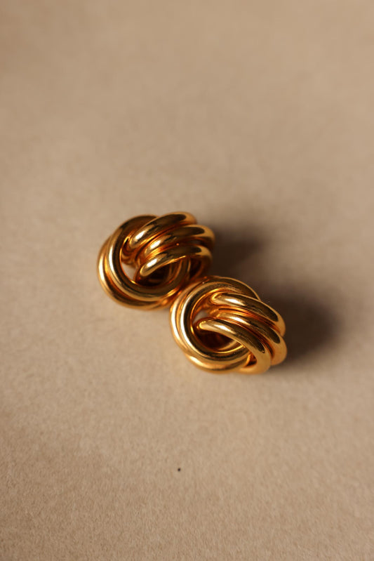 Gold Knot Clip-On Earrings
