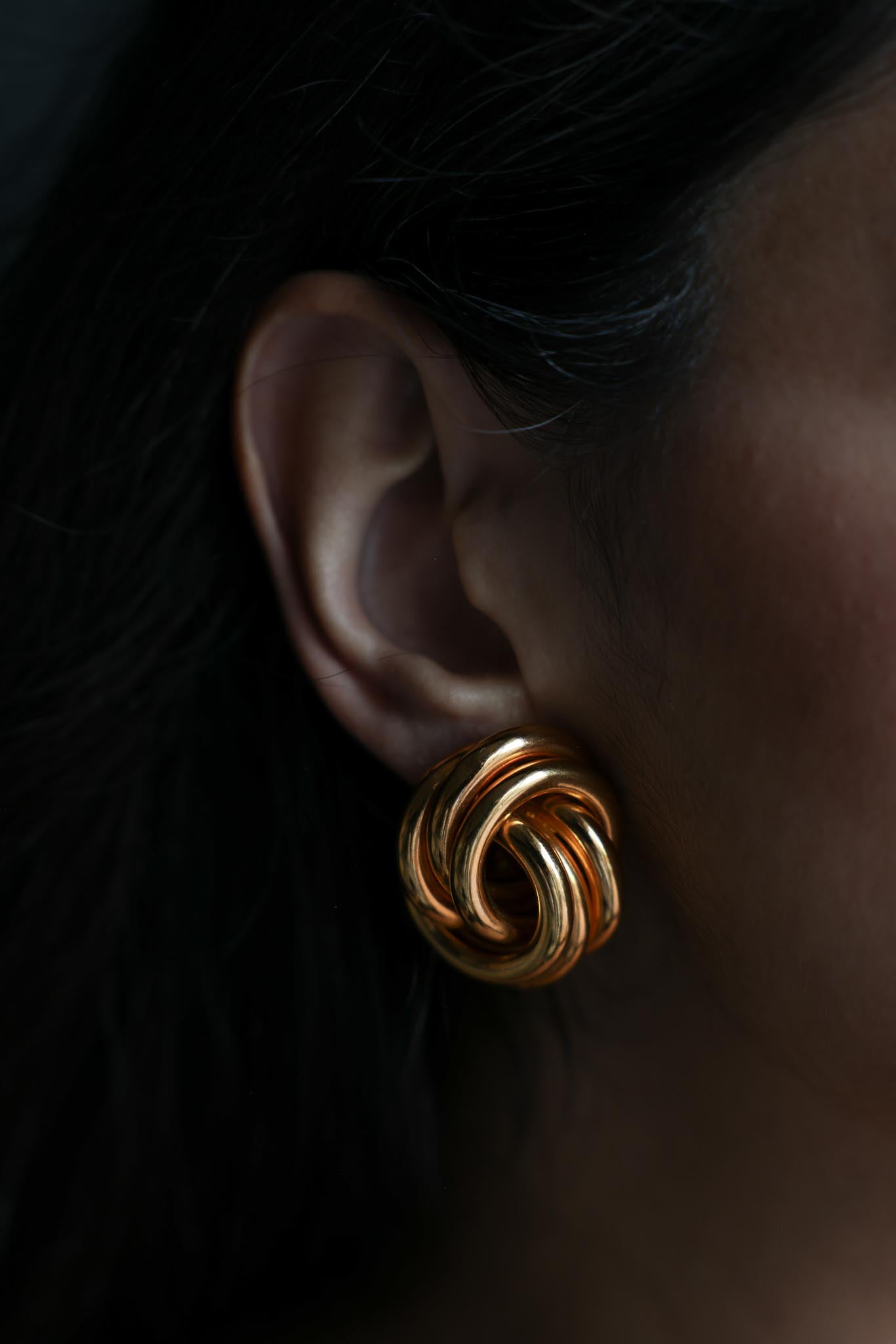 Gold Knot Clip-On Earrings