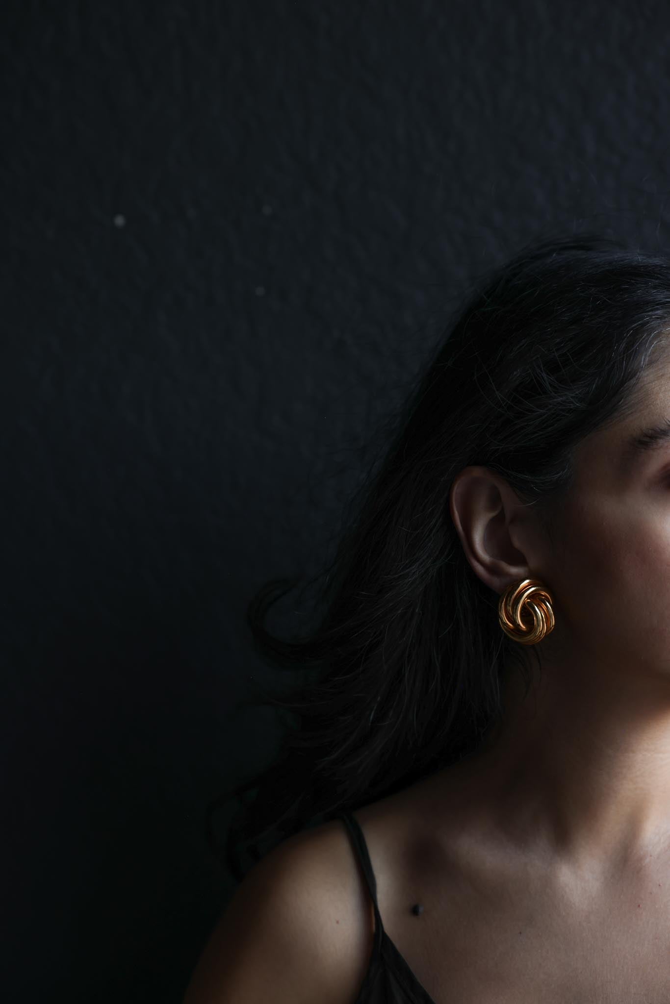 Gold Knot Clip-On Earrings