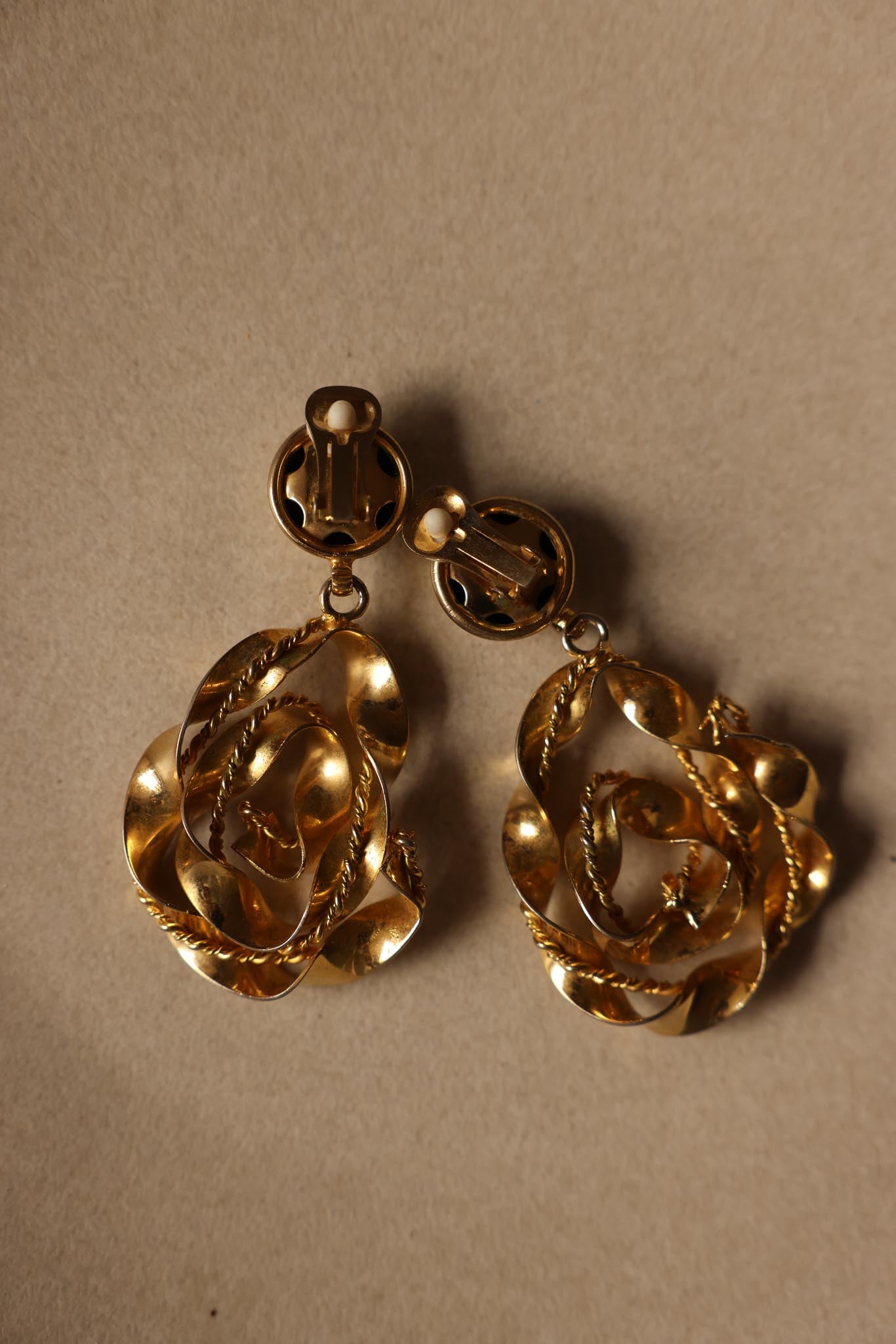 Sculpted Gold Drop Clip-On Earrings