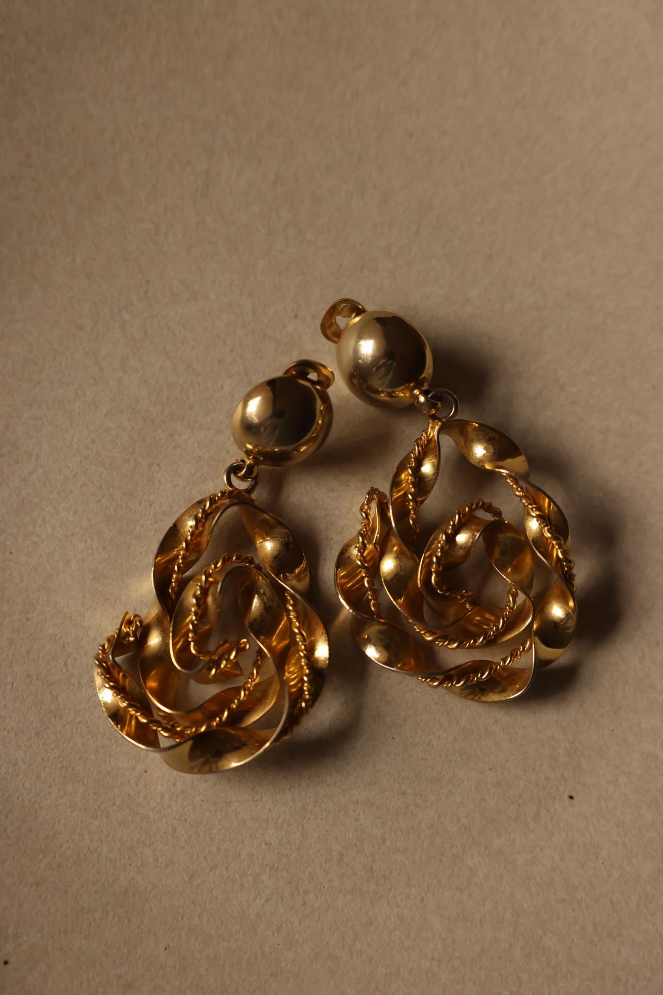 Sculpted Gold Drop Clip-On Earrings