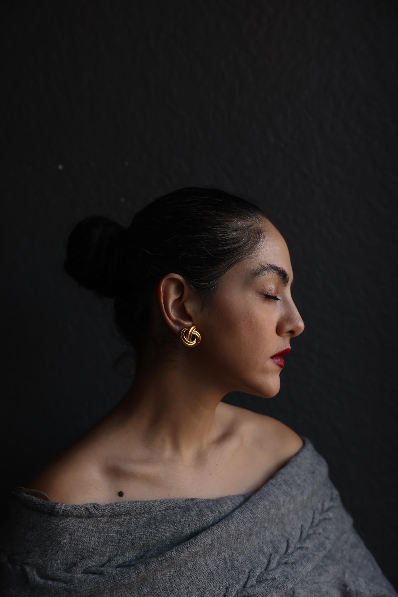 Matte Gold Knot Clip-On Earrings