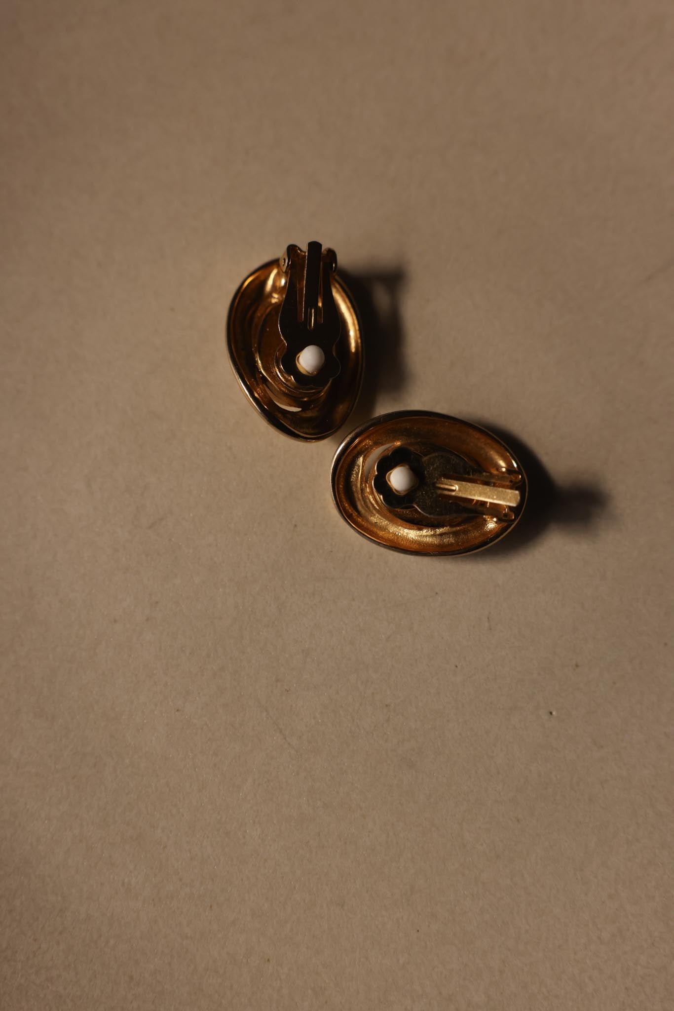 Gold Oval Faux Pearl Clip-On Earrings