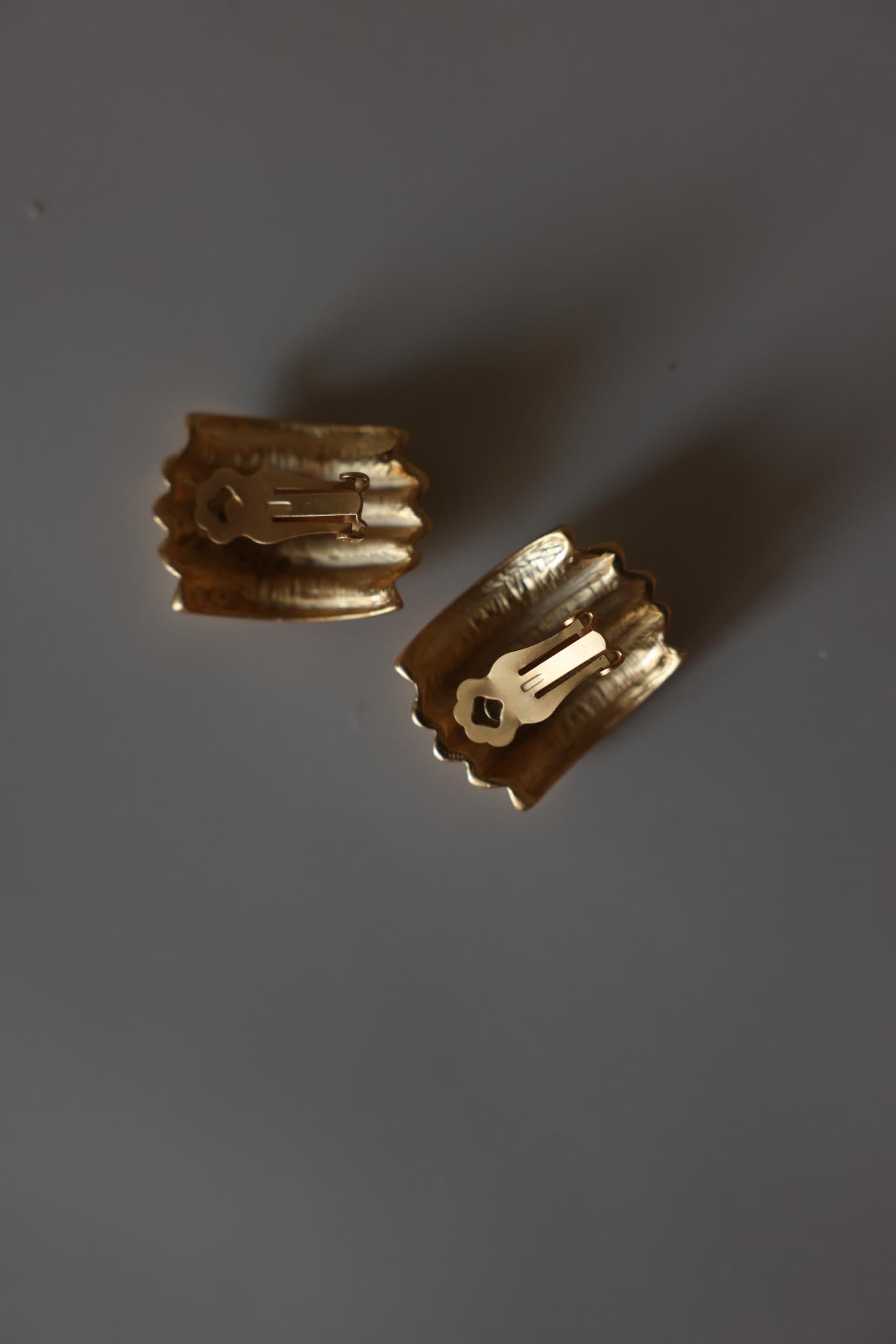 Matte Gold Ribbed Clip-On Earrings
