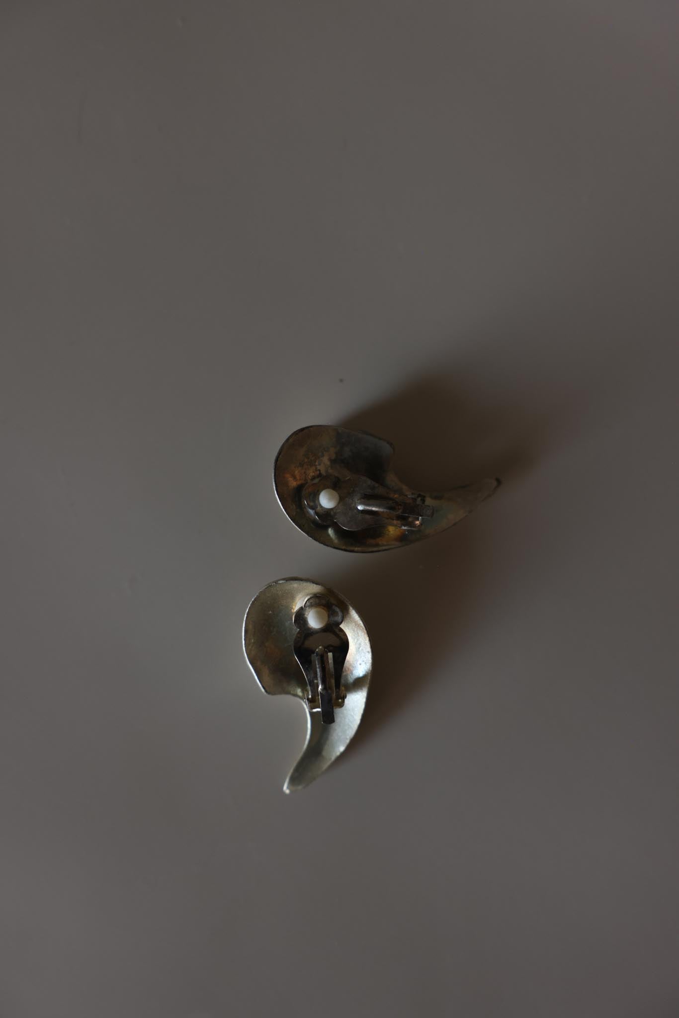 Silvertone Faux Pearl Swirl Clip-On Earrings