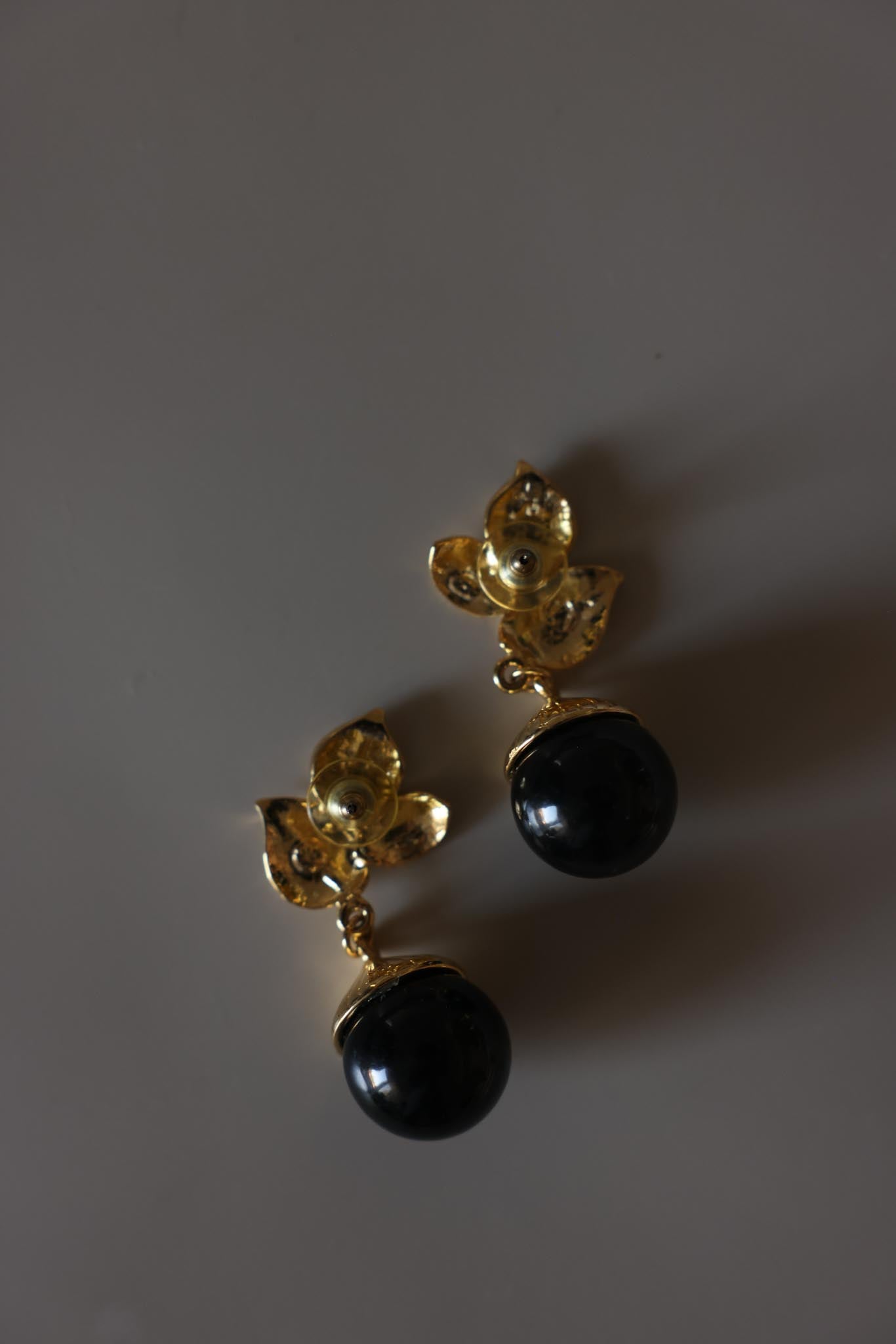 Black Orb Drop Rhinestone Earrings
