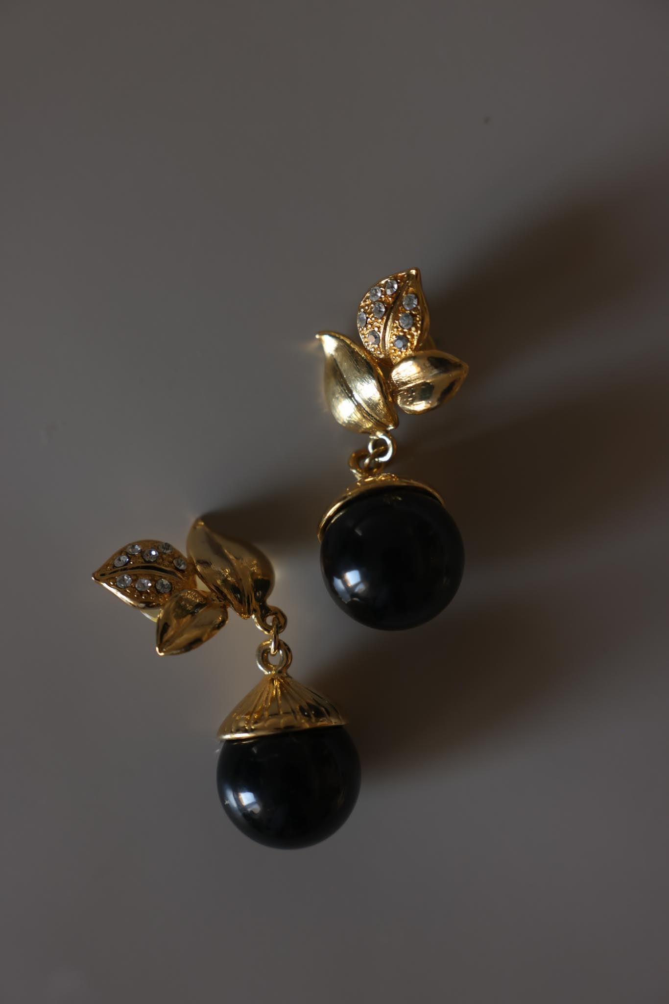 Black Orb Drop Rhinestone Earrings