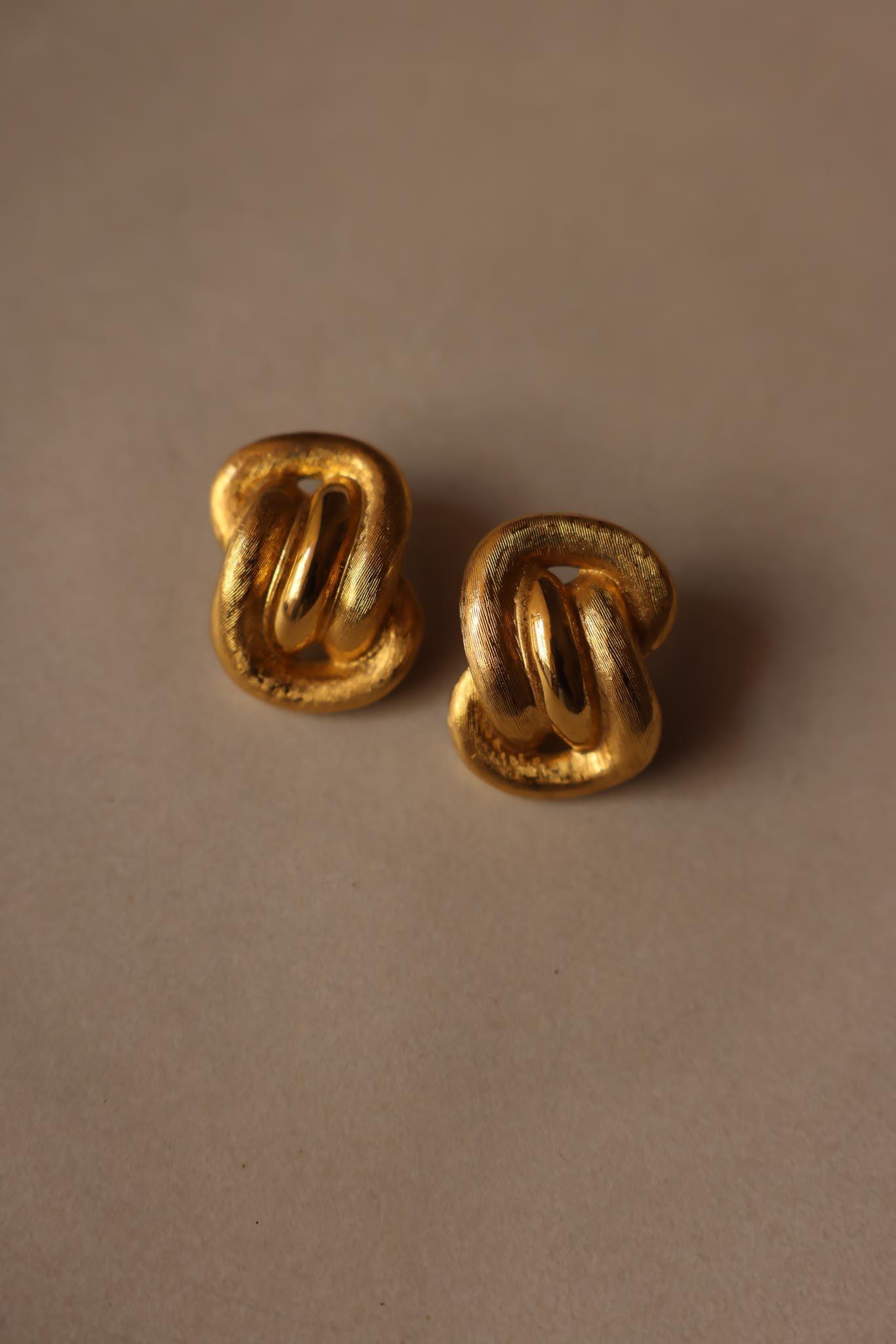 Chunky Interlocked Gold-Tone Earrings|Vintage Baazaar 