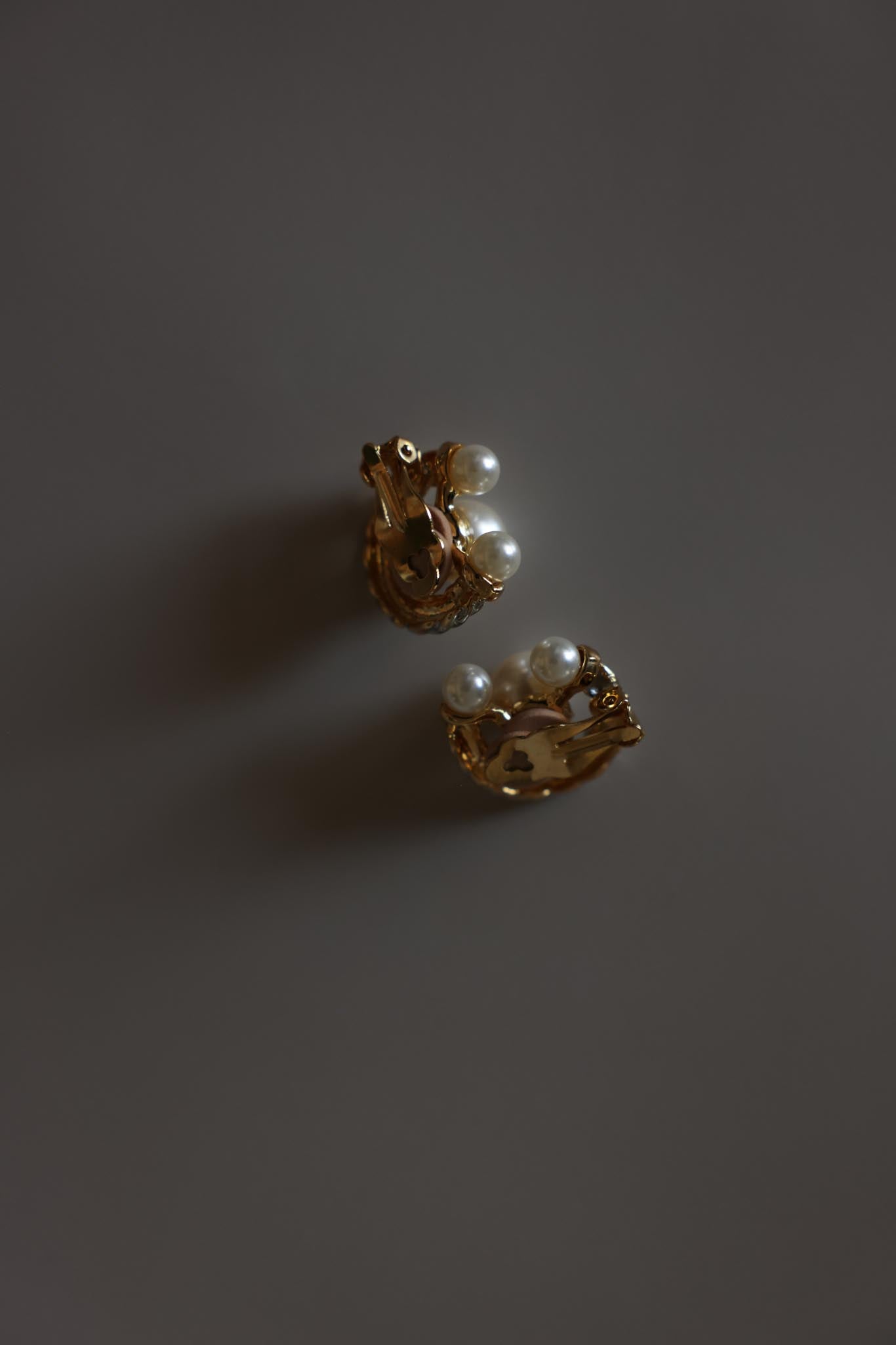 Two-Tone Faux Pearl Swirl Clip-On Earrings