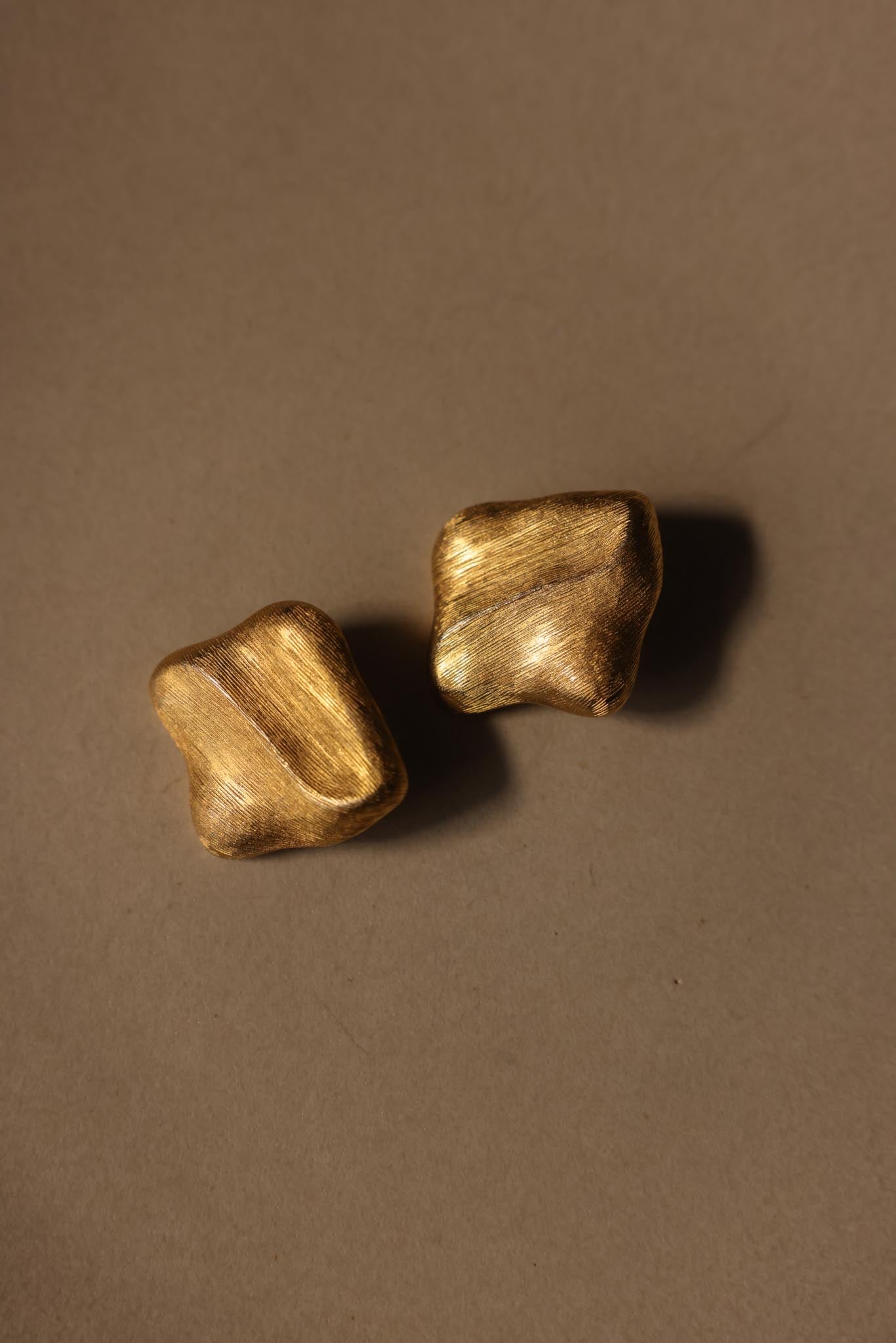 Brushed Gold Sculpted Clip-On Earrings