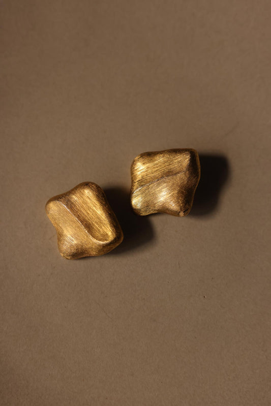 Brushed Gold Sculpted Clip-On Earrings