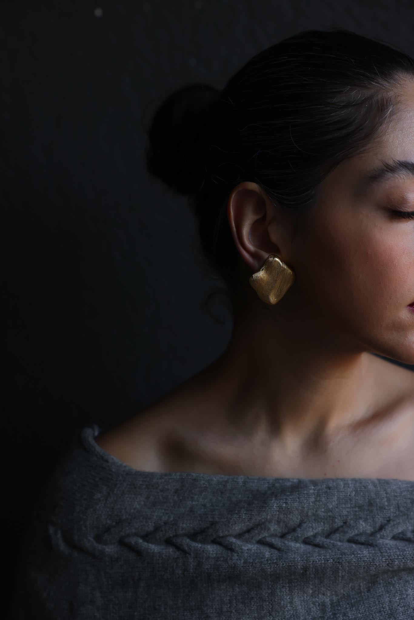 Brushed Gold Sculpted Clip-On Earrings