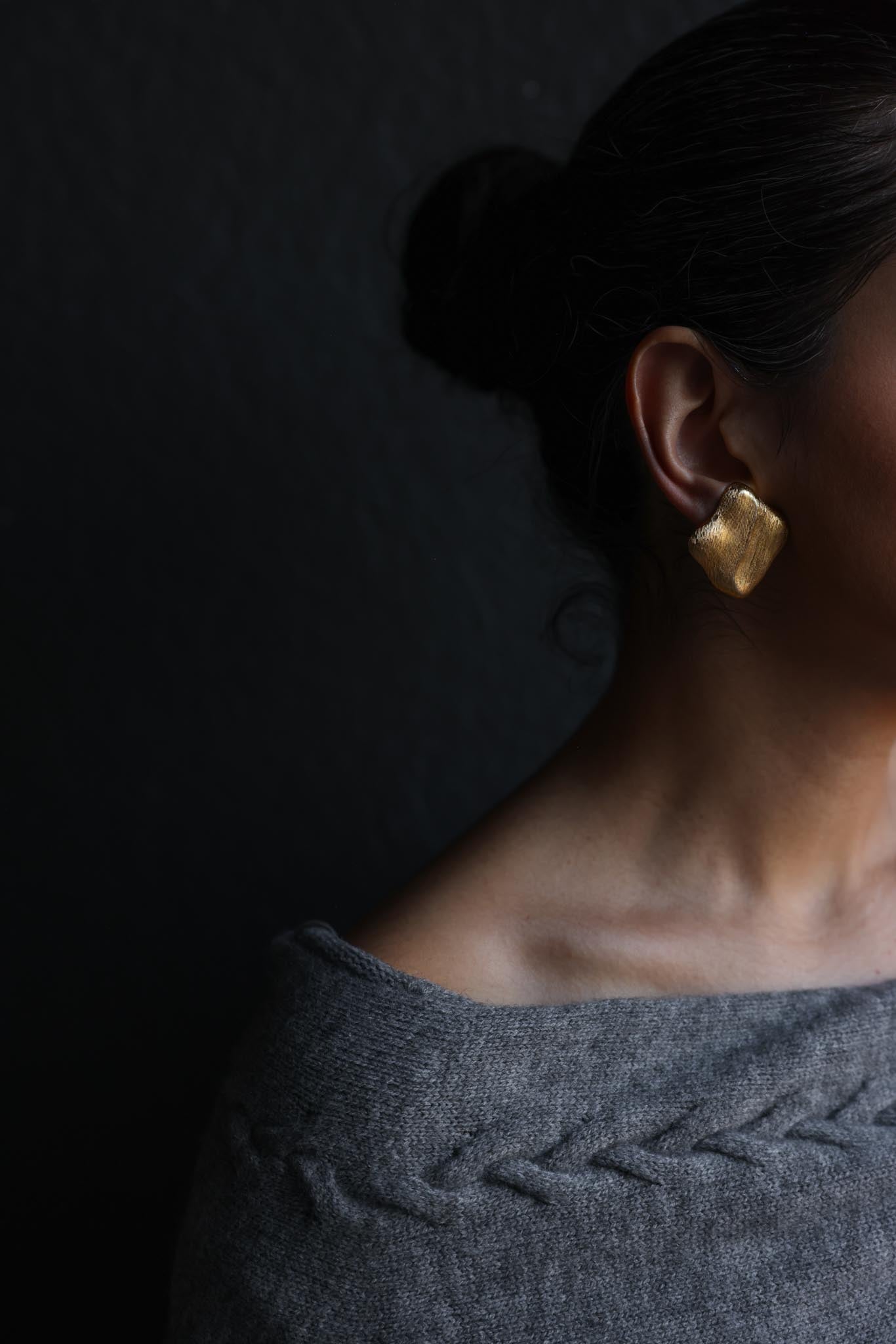 Brushed Gold Sculpted Clip-On Earrings