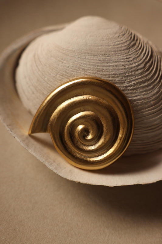 Gold Spiral Shell Brooch