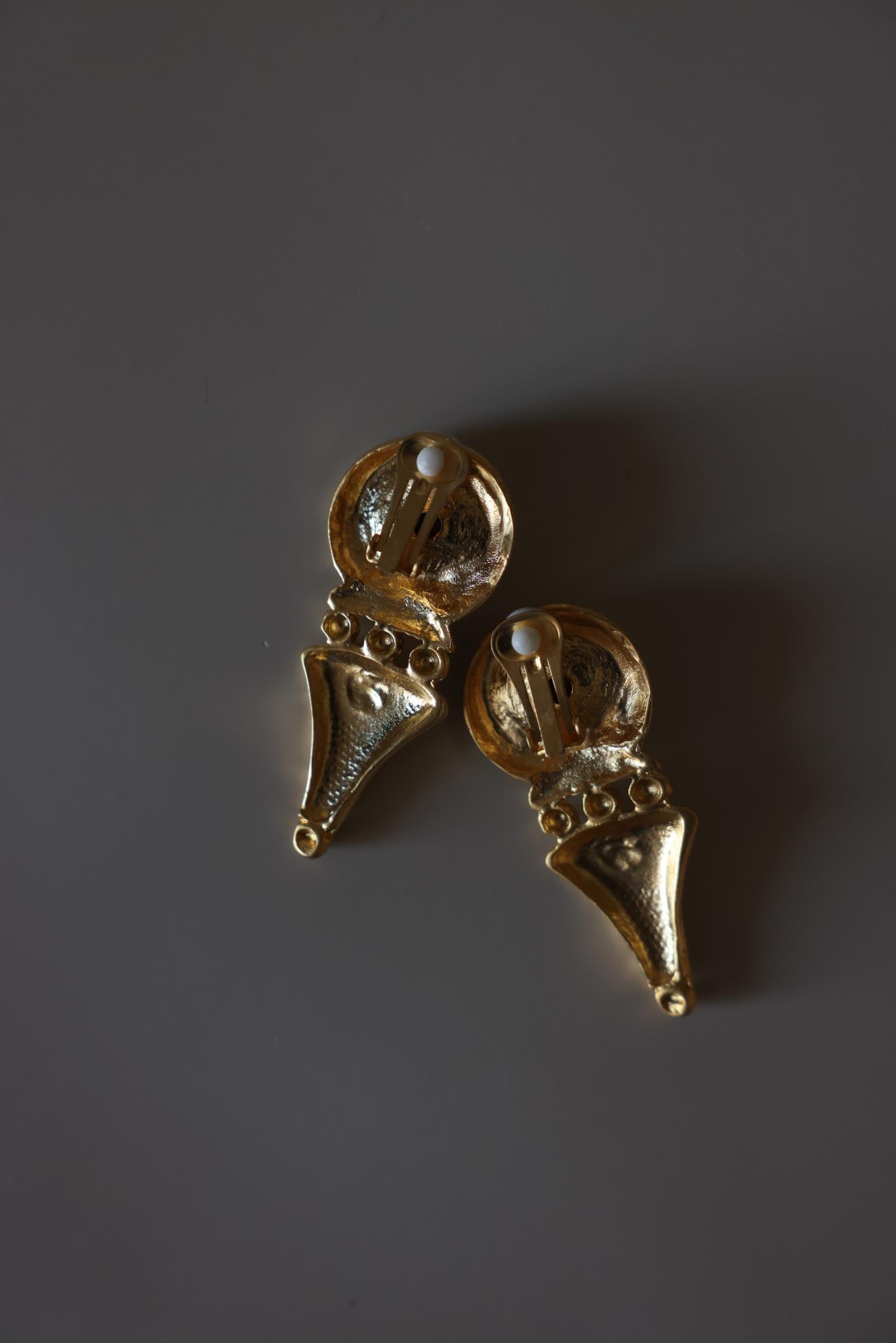 Matte Gold Rhinestone Drop Clip-On Earrings