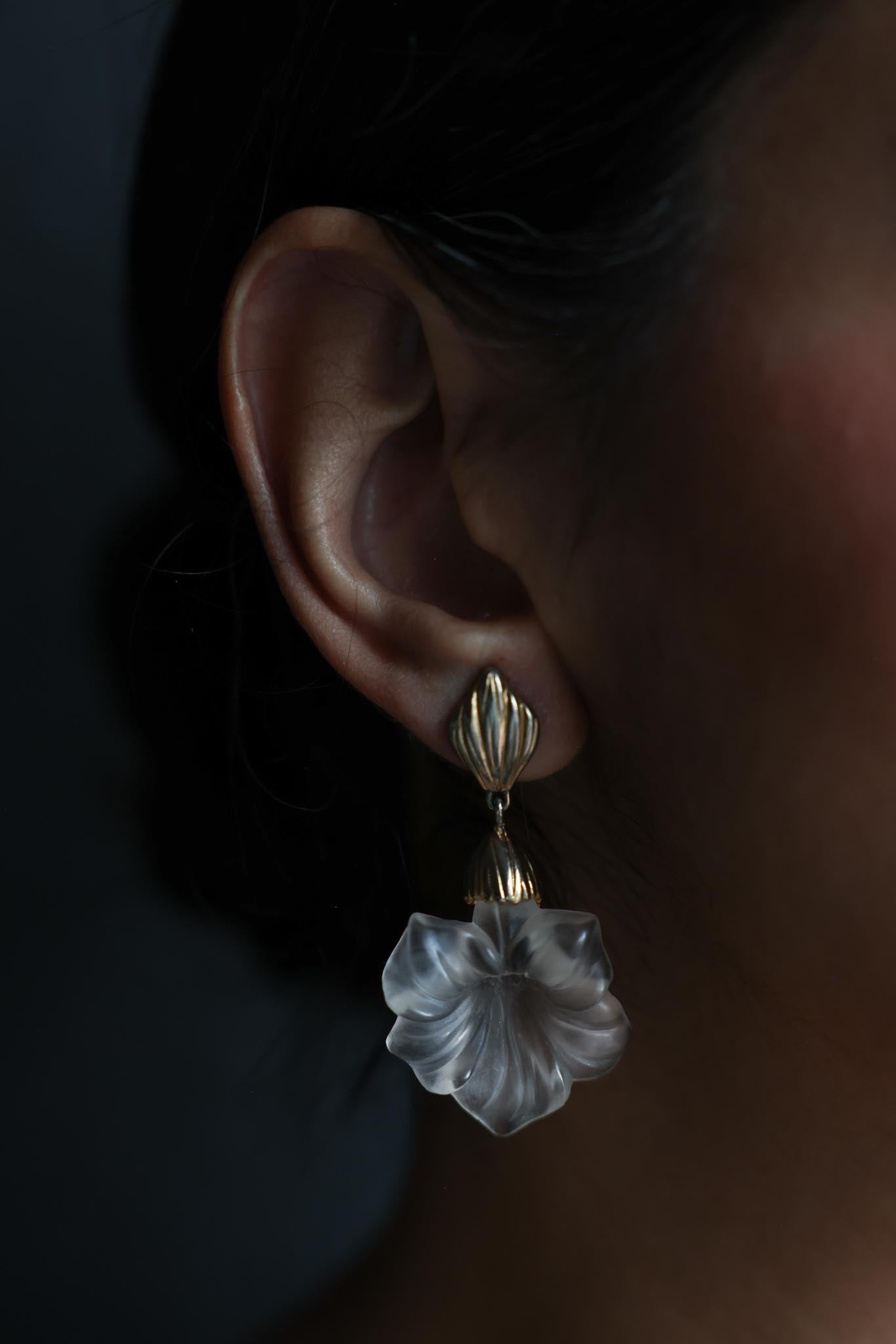 Monet clear Lily Acrylic Drop Earrings