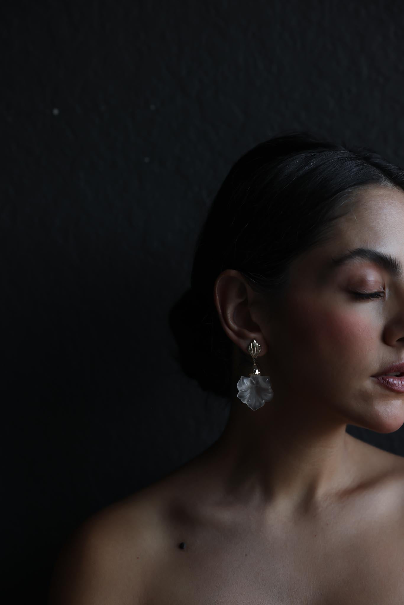 Monet clear Lily Acrylic Drop Earrings