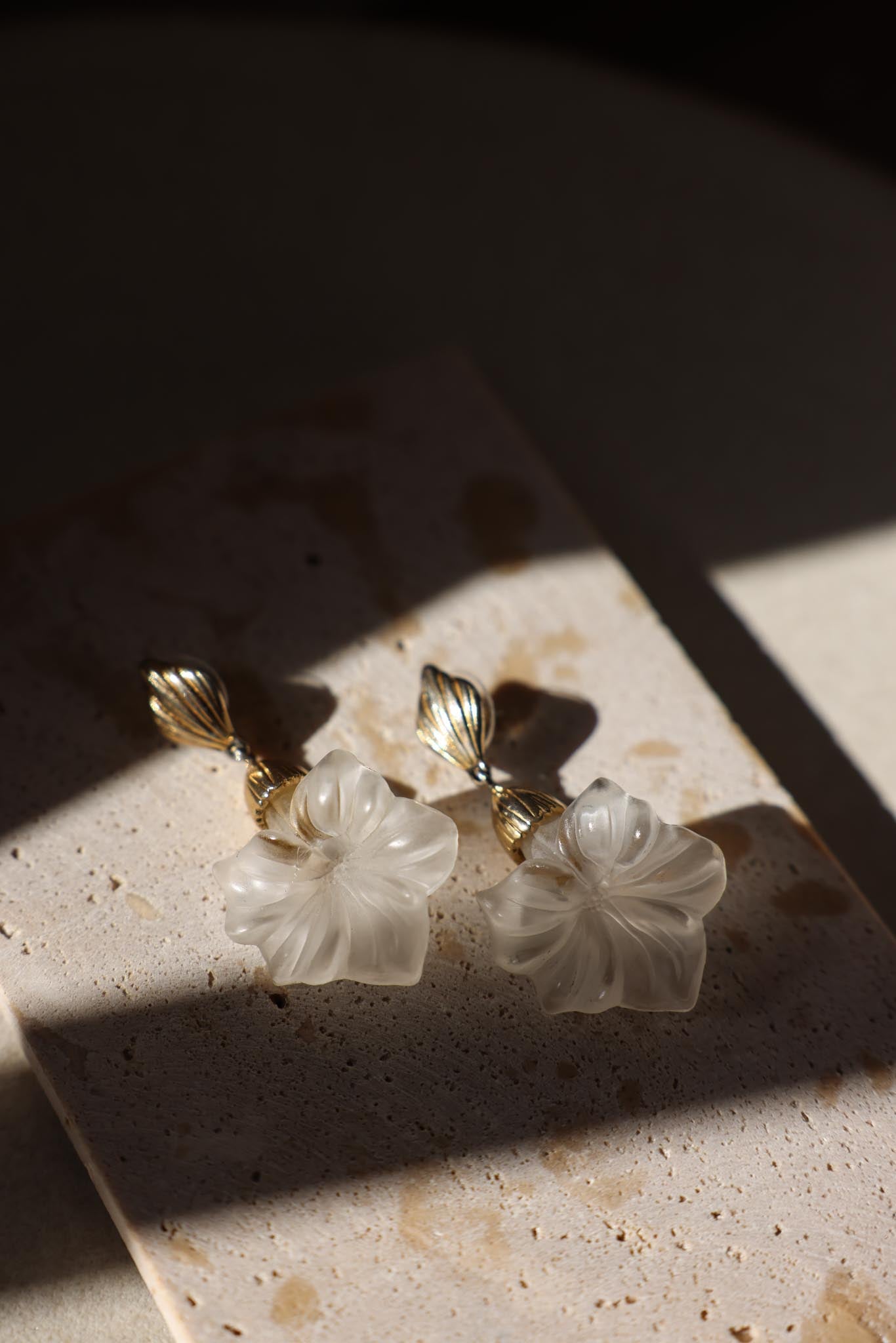 Monet clear Lily Acrylic Drop Earrings