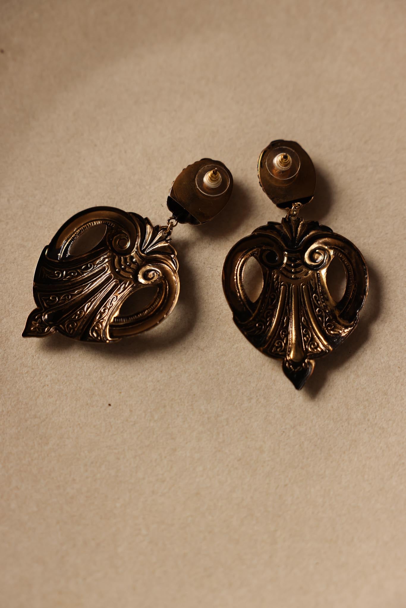 Ornate Brass Pierced Earrings