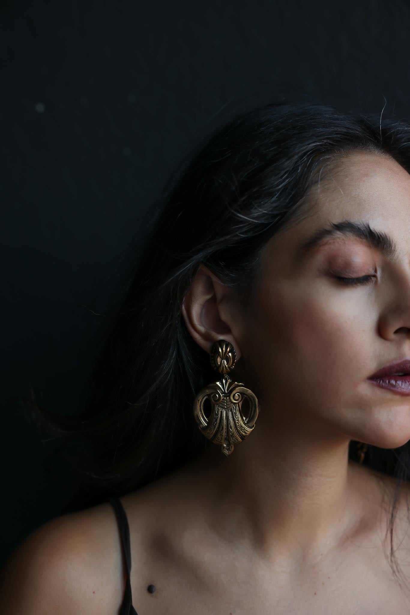 Ornate Brass Pierced Earrings