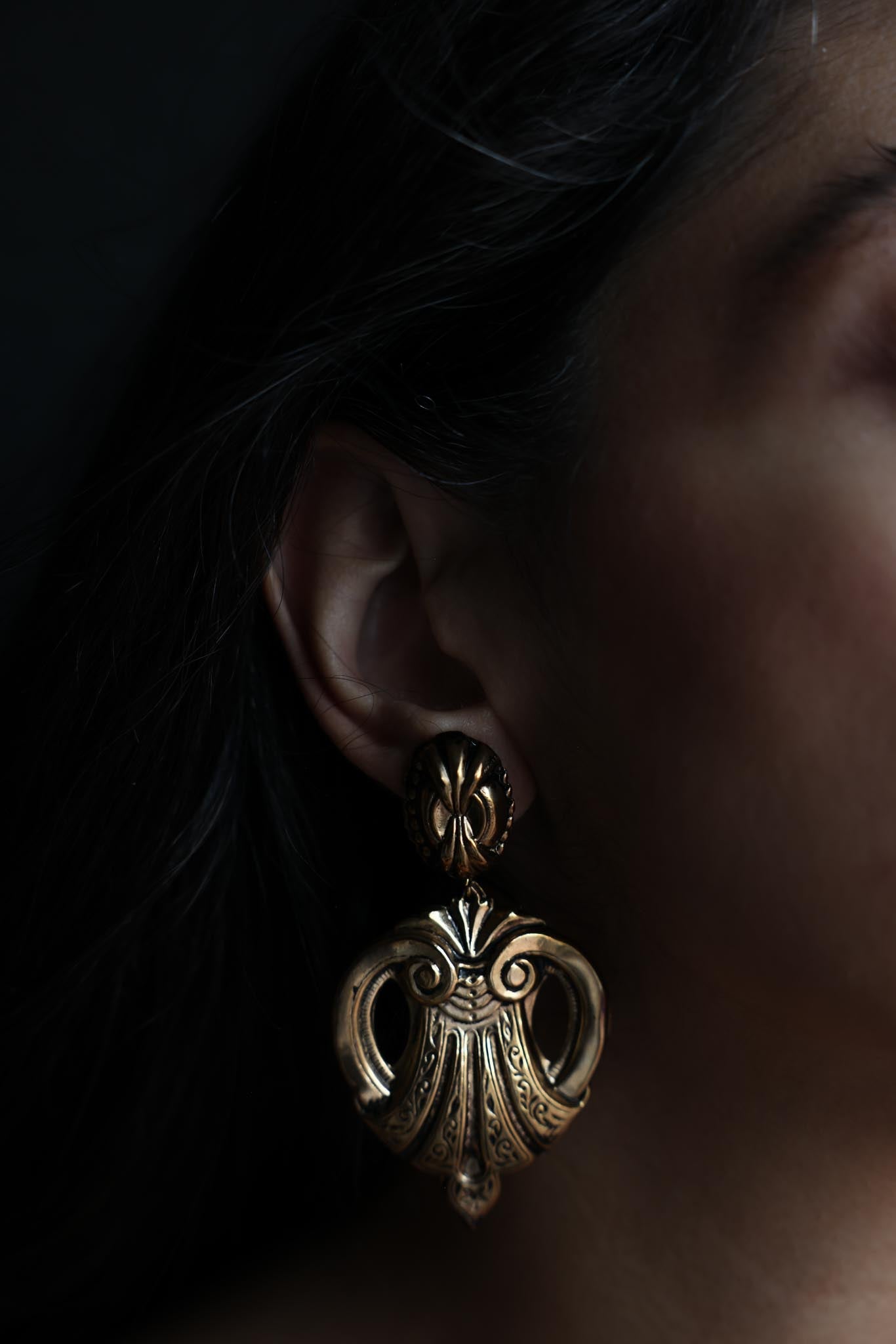 Ornate Brass Pierced Earrings