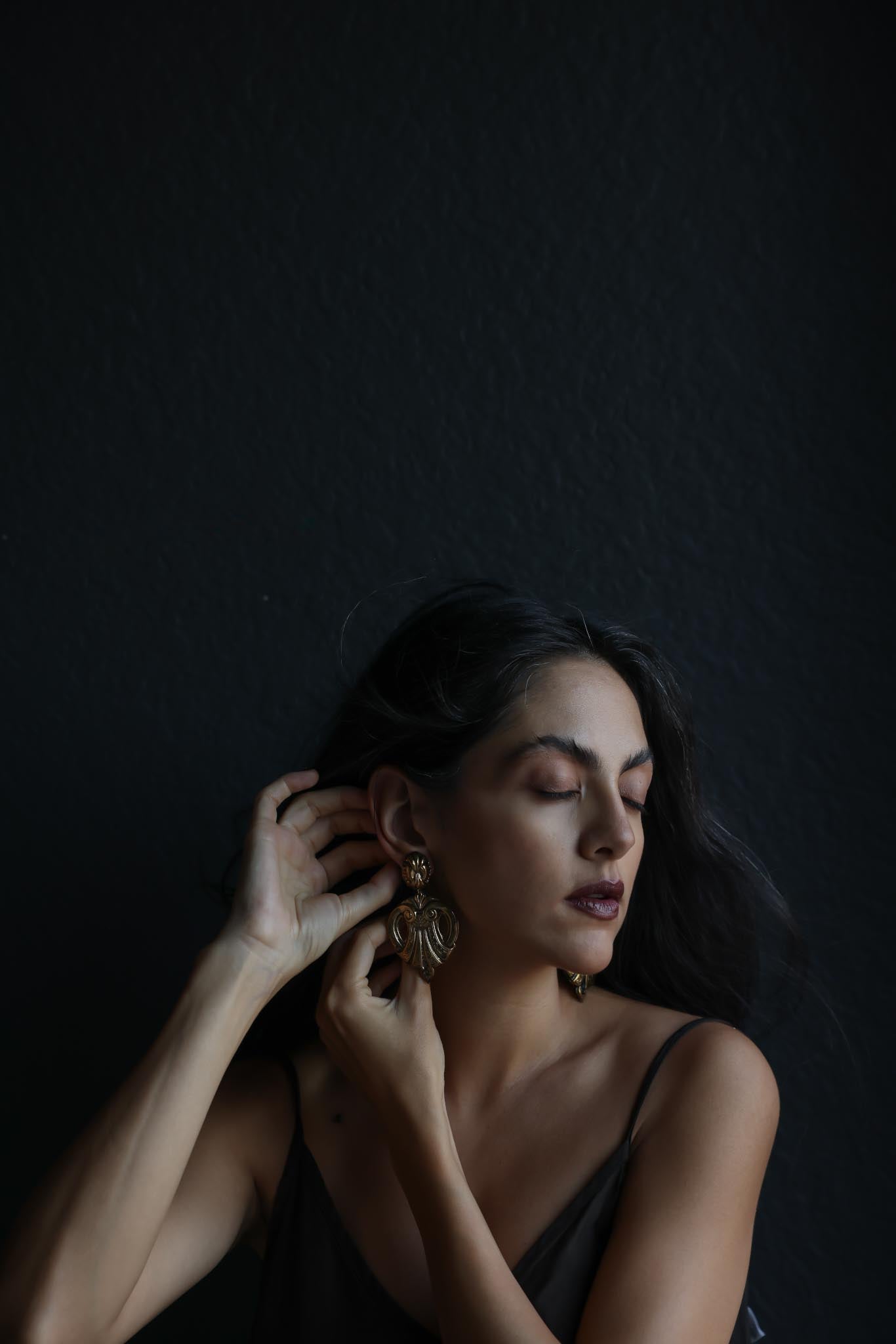 Ornate Brass Pierced Earrings