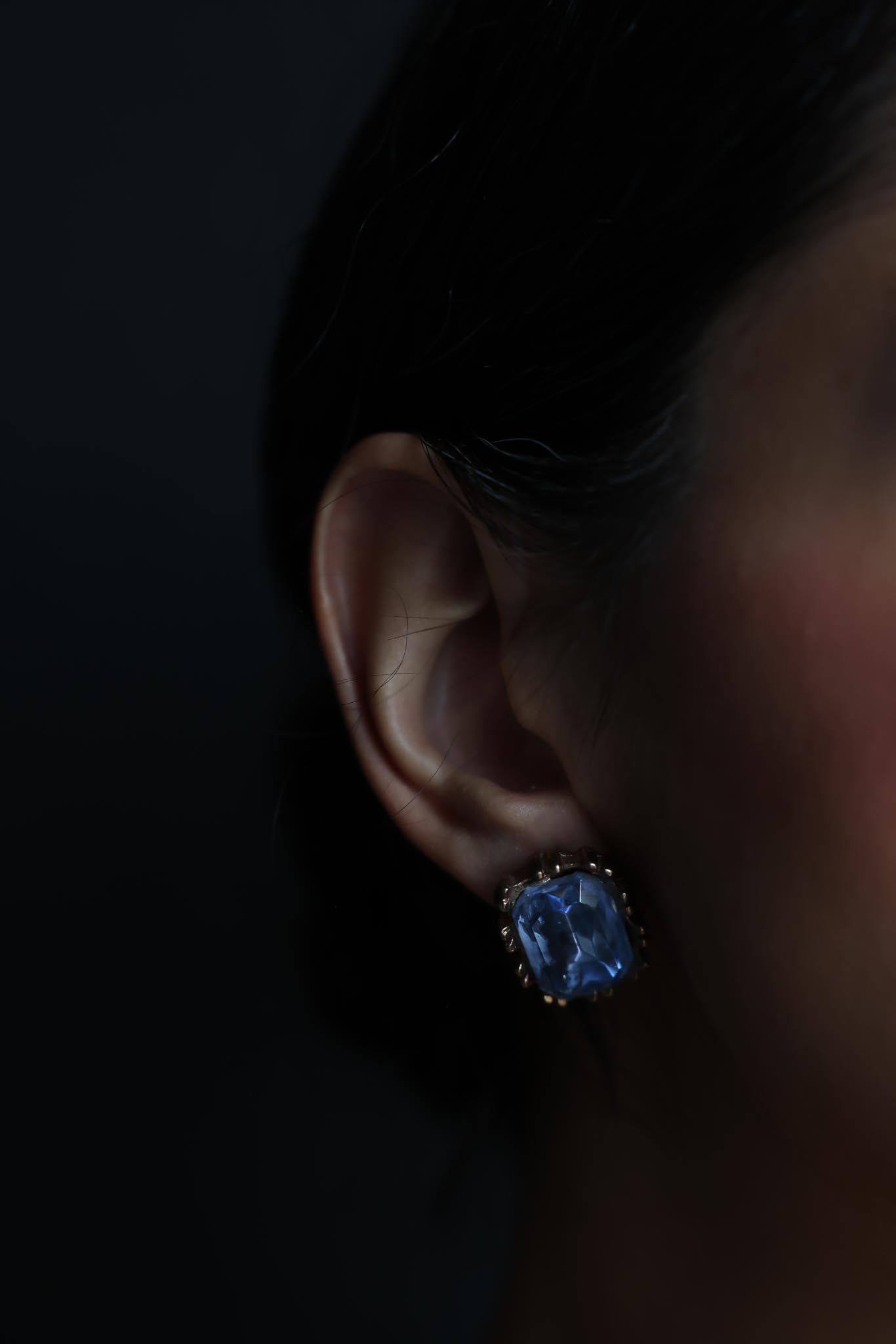 Blue Cabochon Screw-Back Earrings