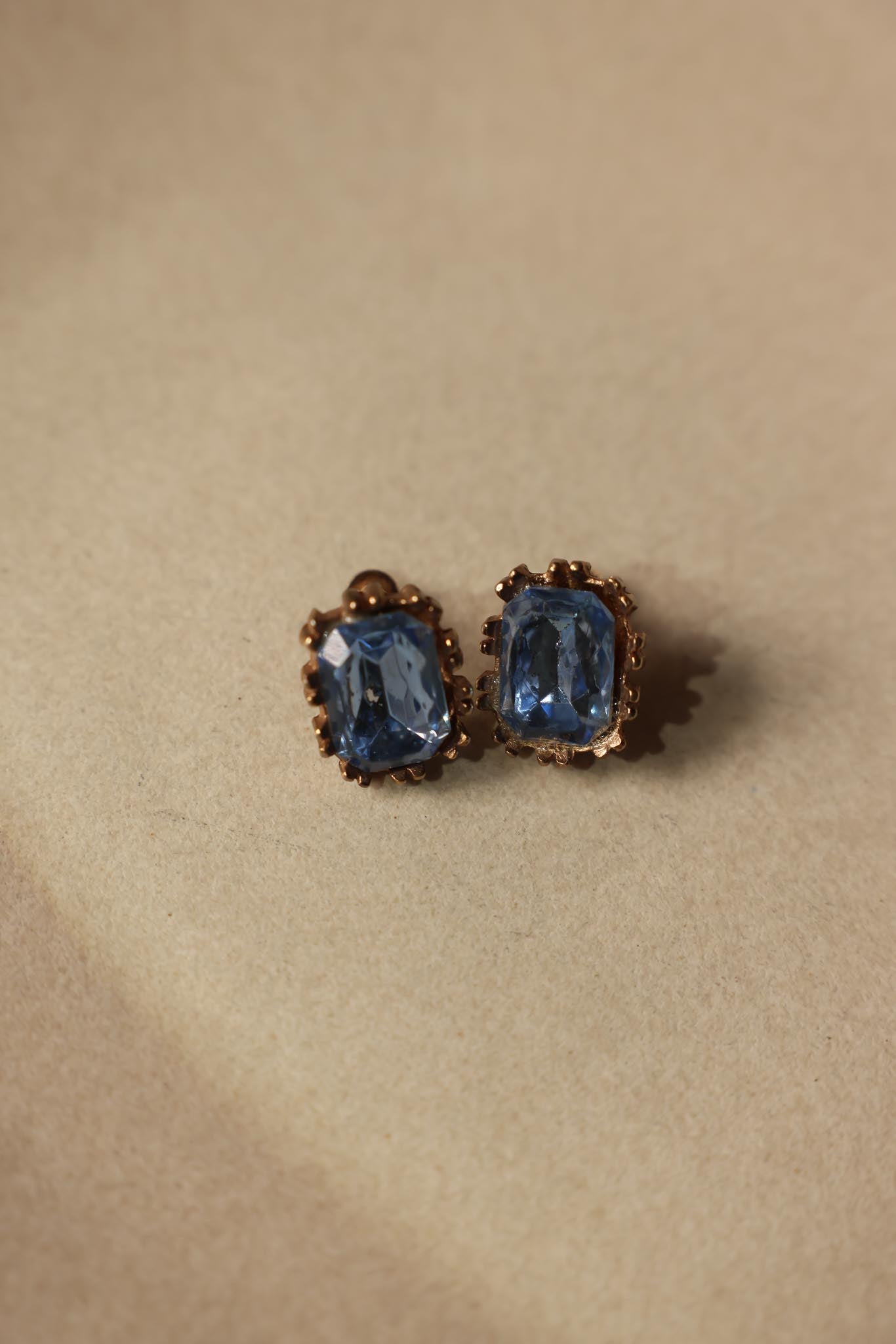 Blue Cabochon Screw-Back Earrings