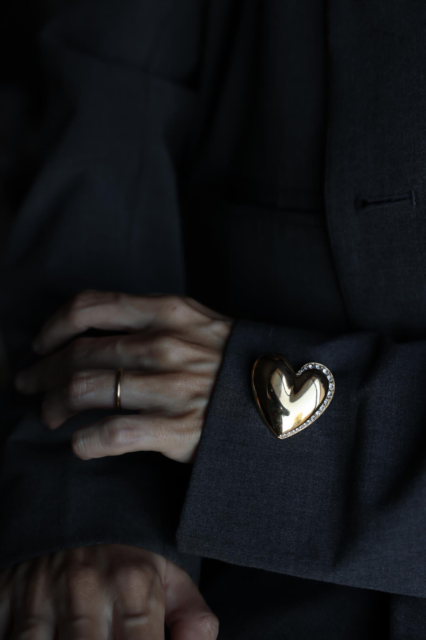 Monet Heart Brooch with Rhinestone Accents