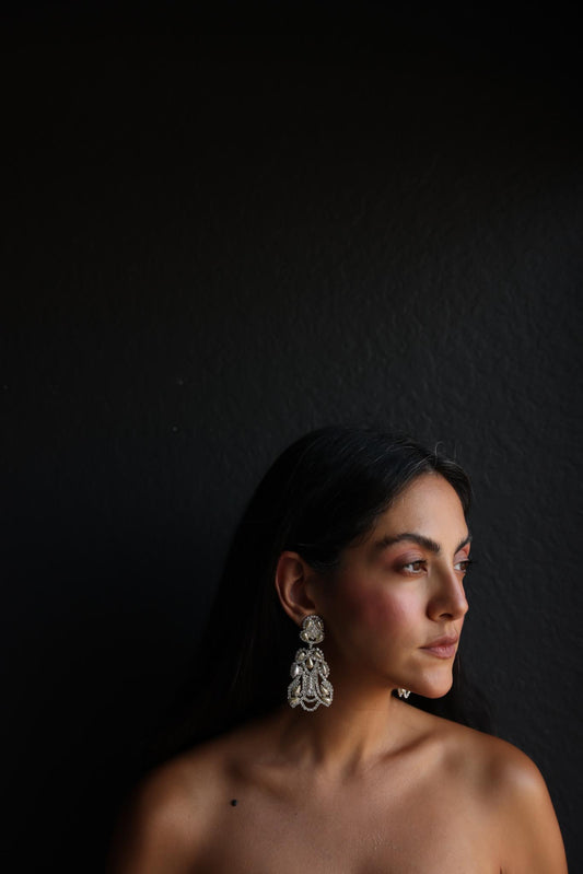Rhinestone and Faux Pearl Clip-On Earrings