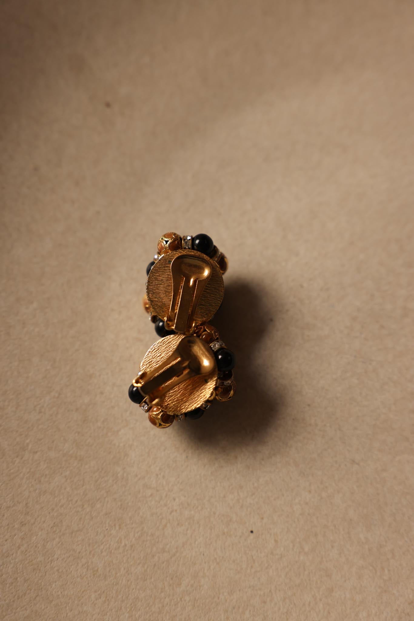 Gold and Black Cluster Clip-On Earrings
