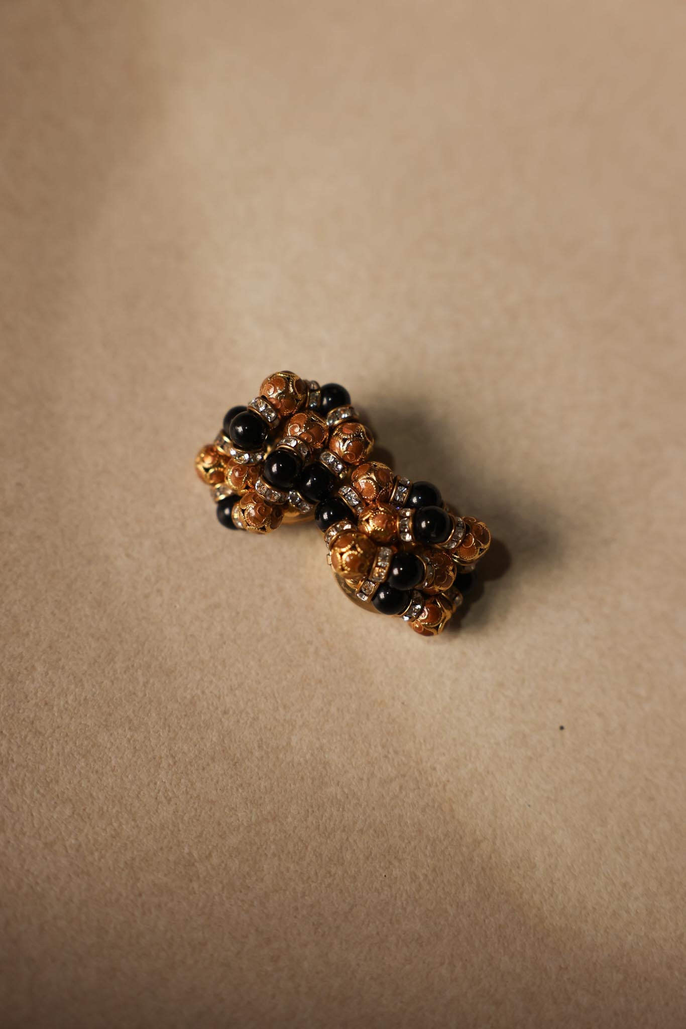Gold and Black Cluster Clip-On Earrings