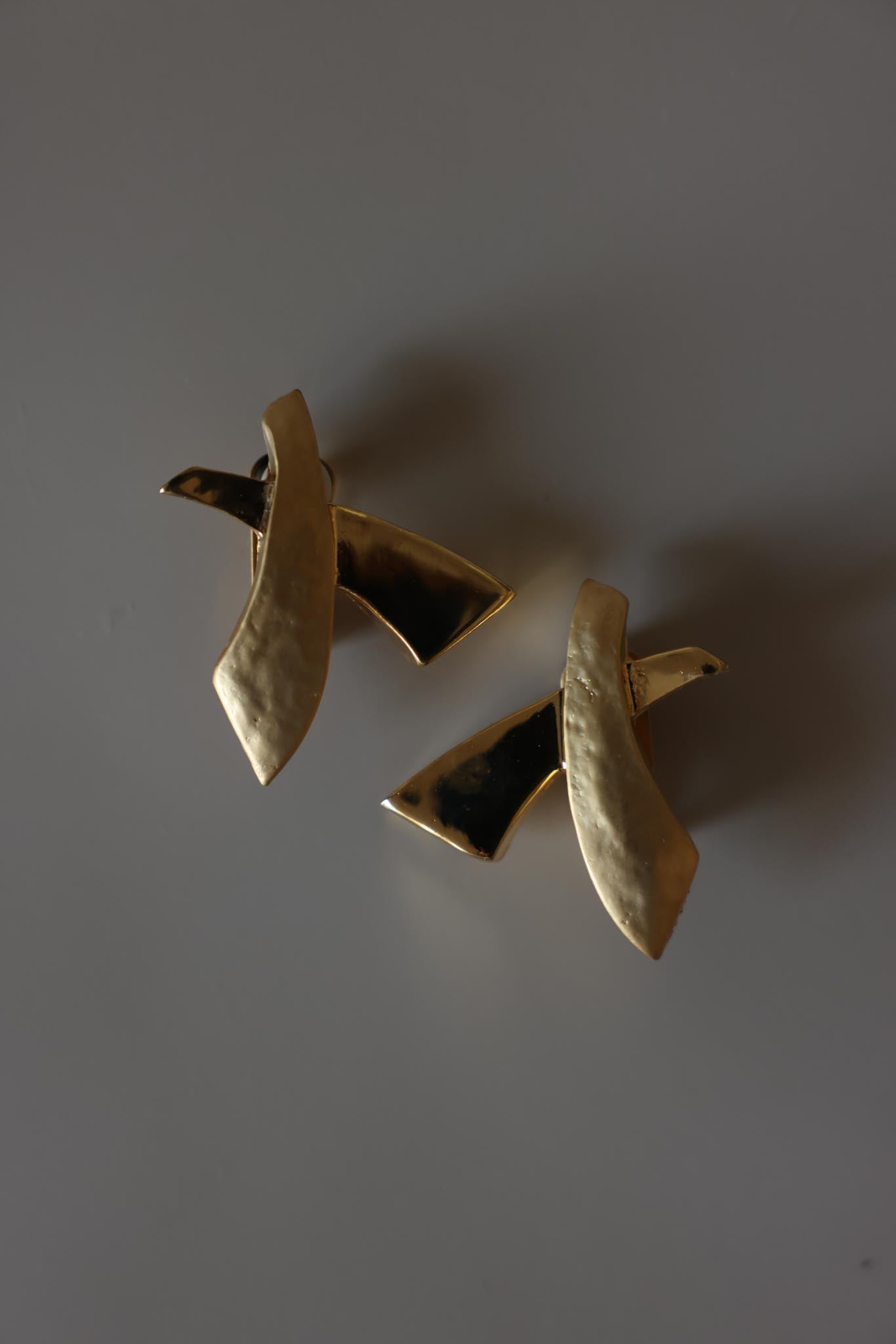 Two-Tone Abstract Clip-On Earrings