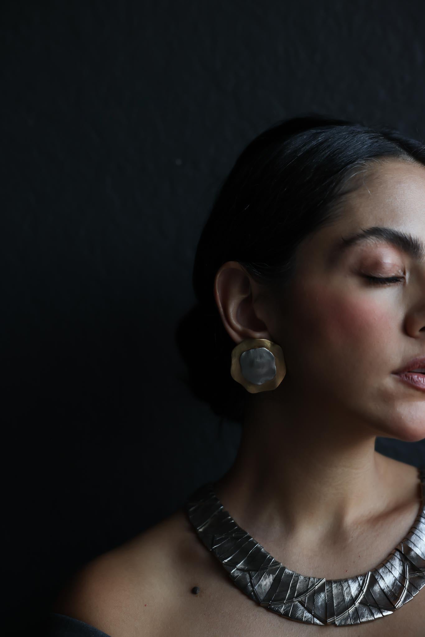 Two-Tone Sculptural Clip-On Earrings
