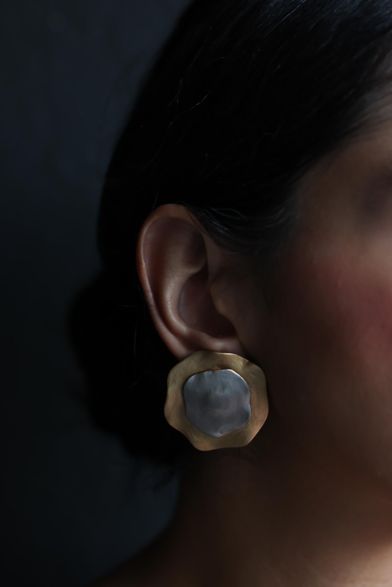 Two-Tone Sculptural Clip-On Earrings