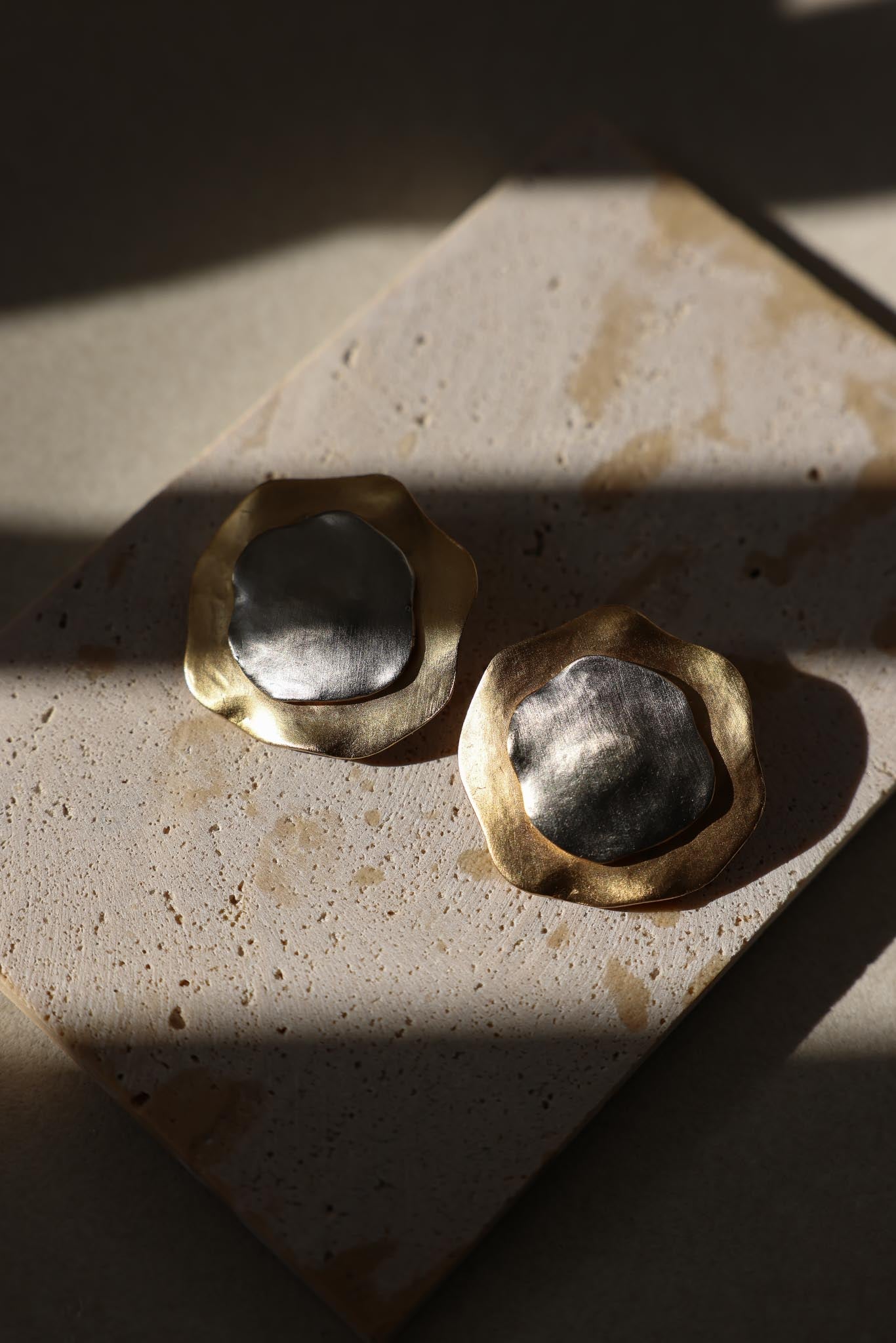 Two-Tone Sculptural Clip-On Earrings