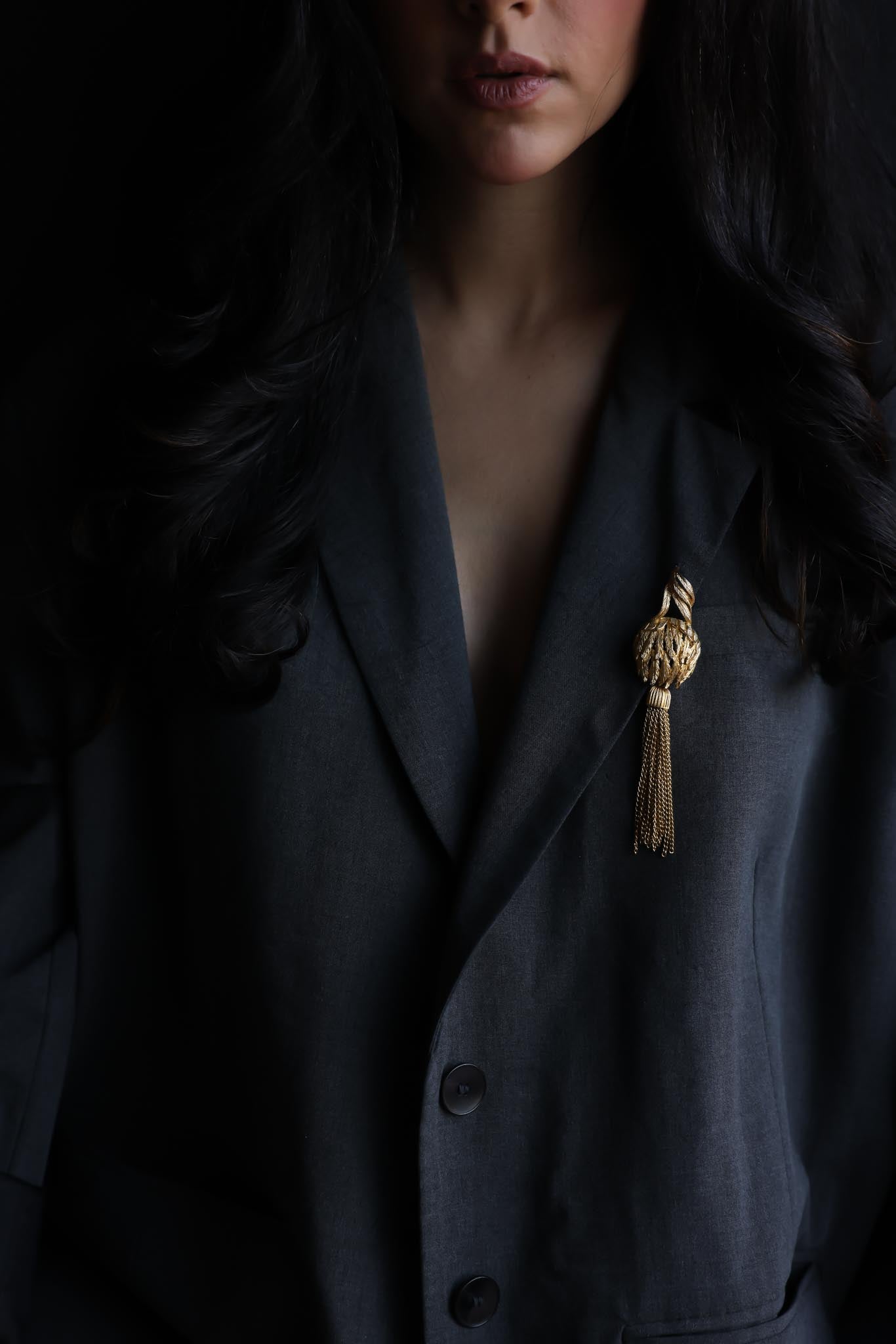 Gold Tone Tassel Brooch