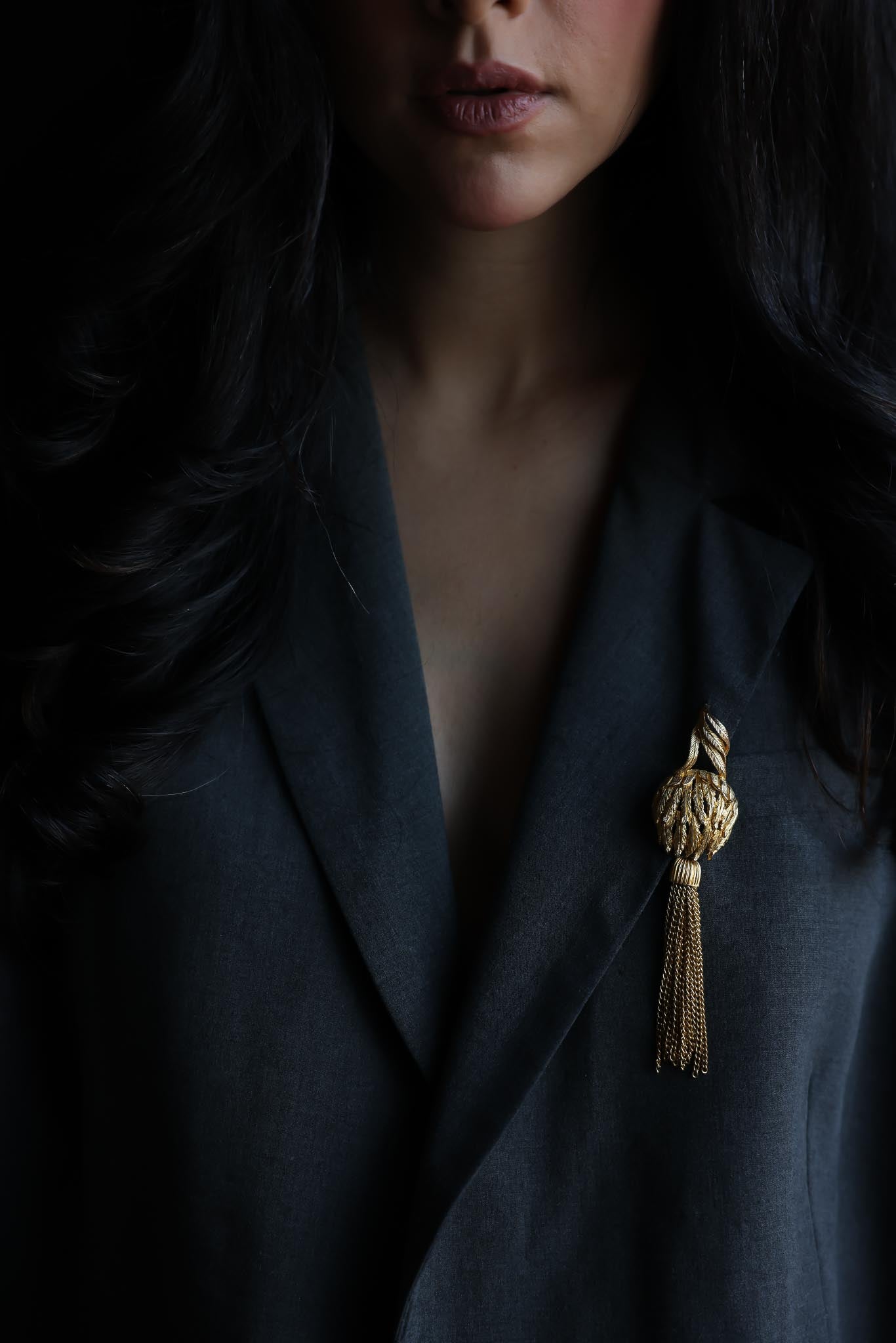 Gold Tone Tassel Brooch