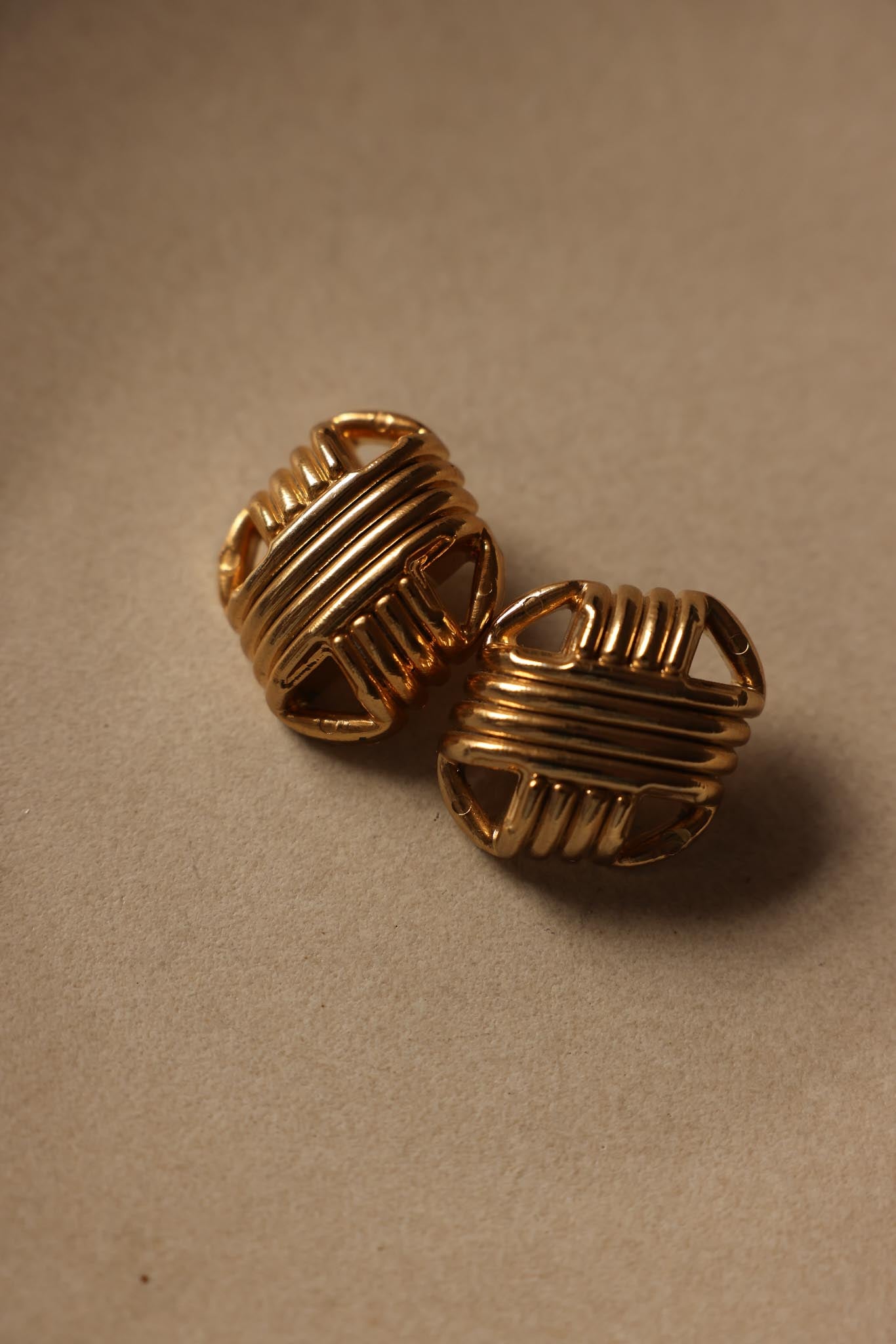 Ribbed Dome Pierced Earrings