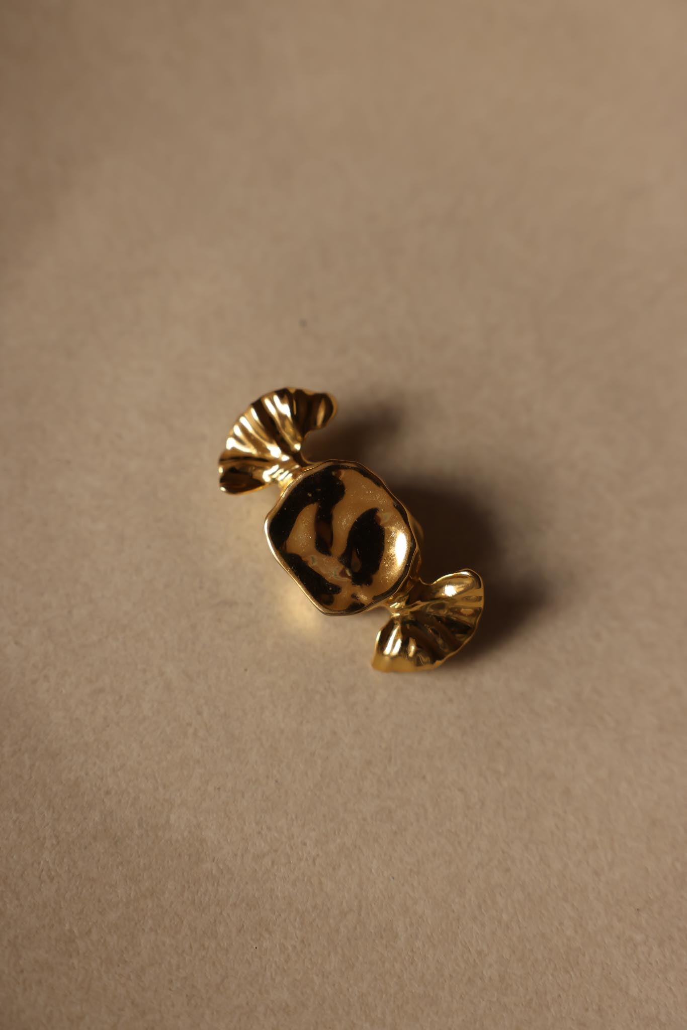 Gold tone Candy Wrapper Brooch