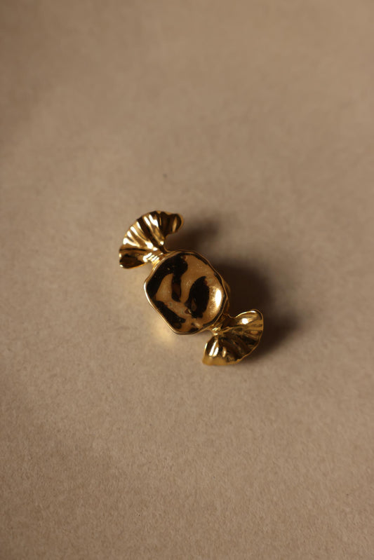 Gold tone Candy Wrapper Brooch