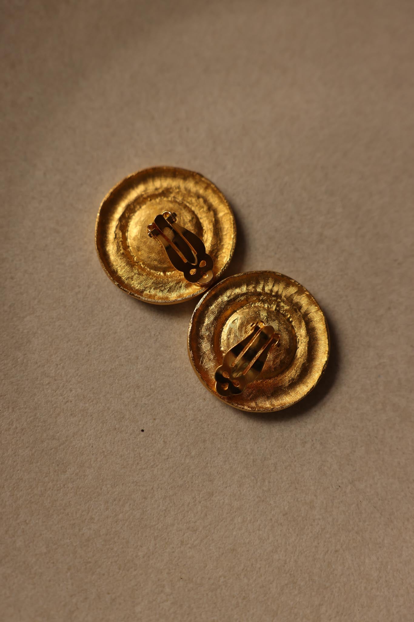 Black Center Gold Clip-On Earrings