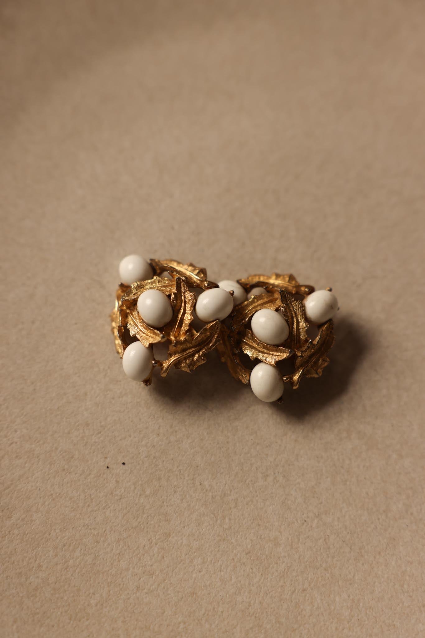 White Cluster Clip-On Earrings