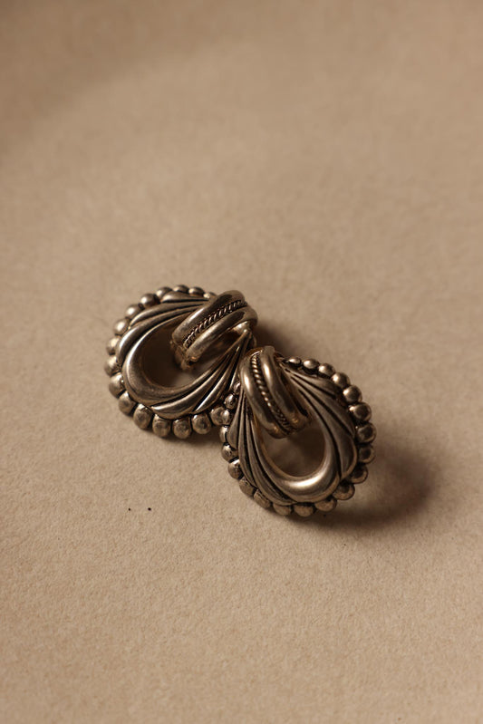 Sculpted Silver Loop Clip-On Earrings