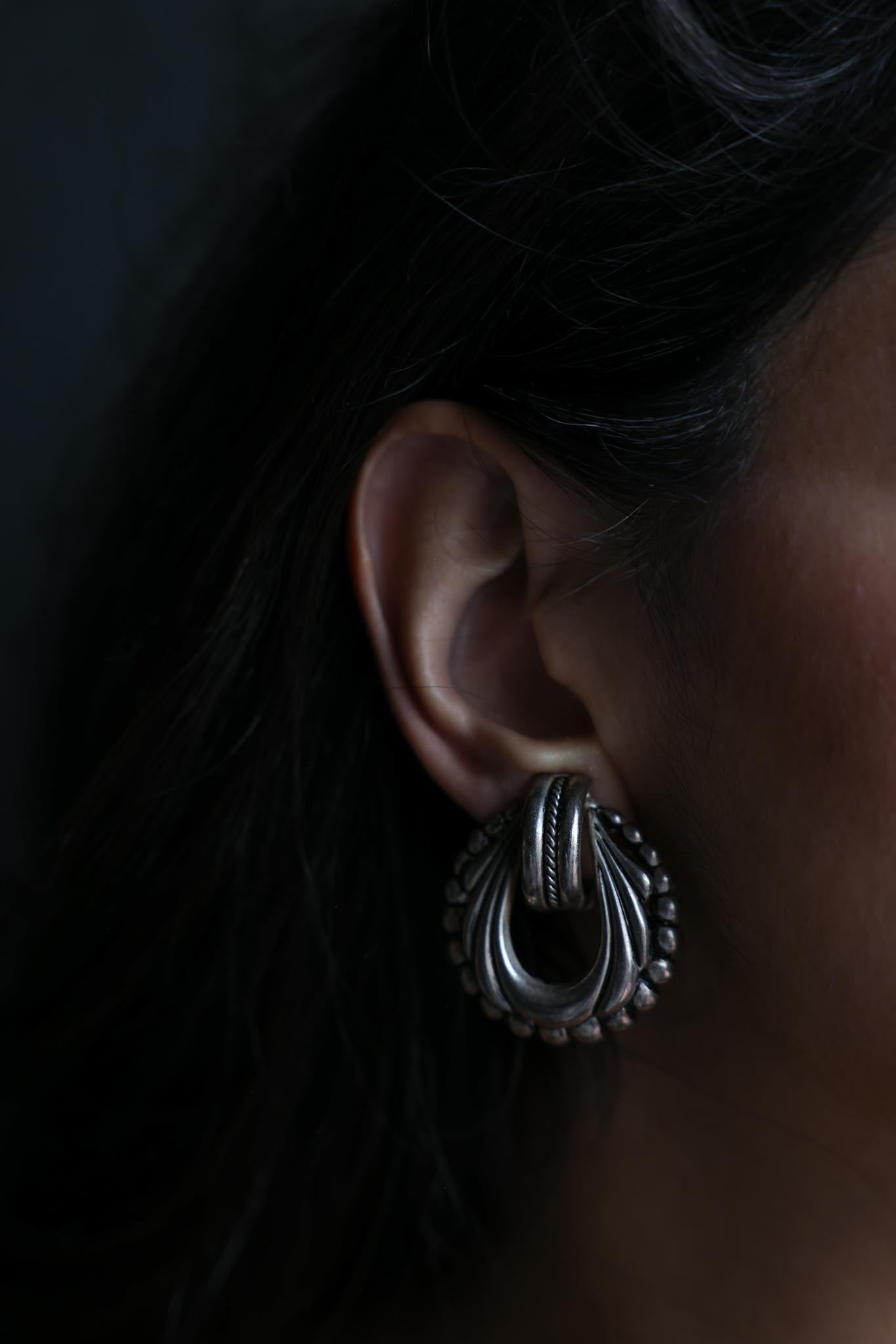 Sculpted Silver Loop Clip-On Earrings