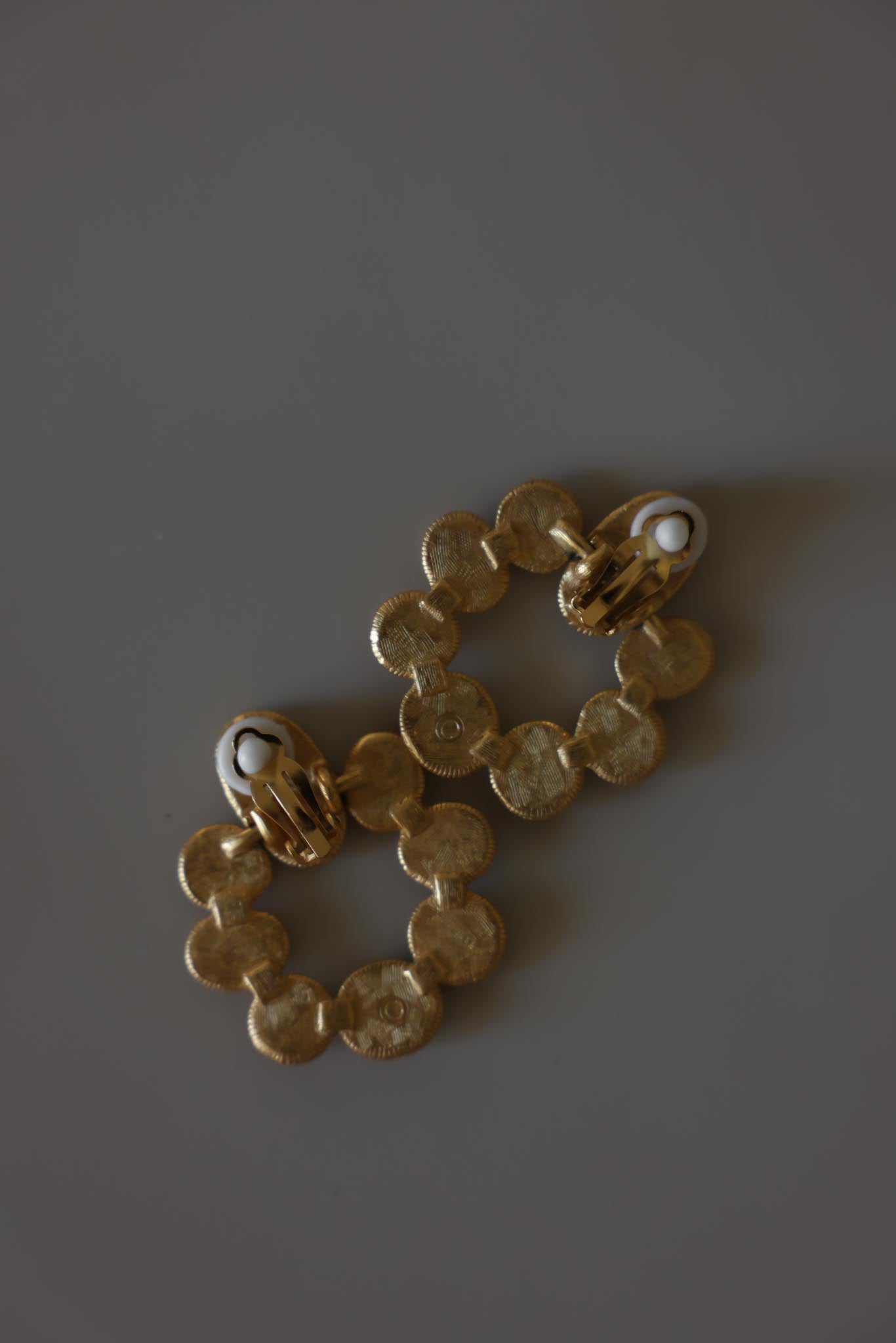 Matte Gold Multicolor Enamel Hoop Clip-On Earrings|Vintage Baazaar 