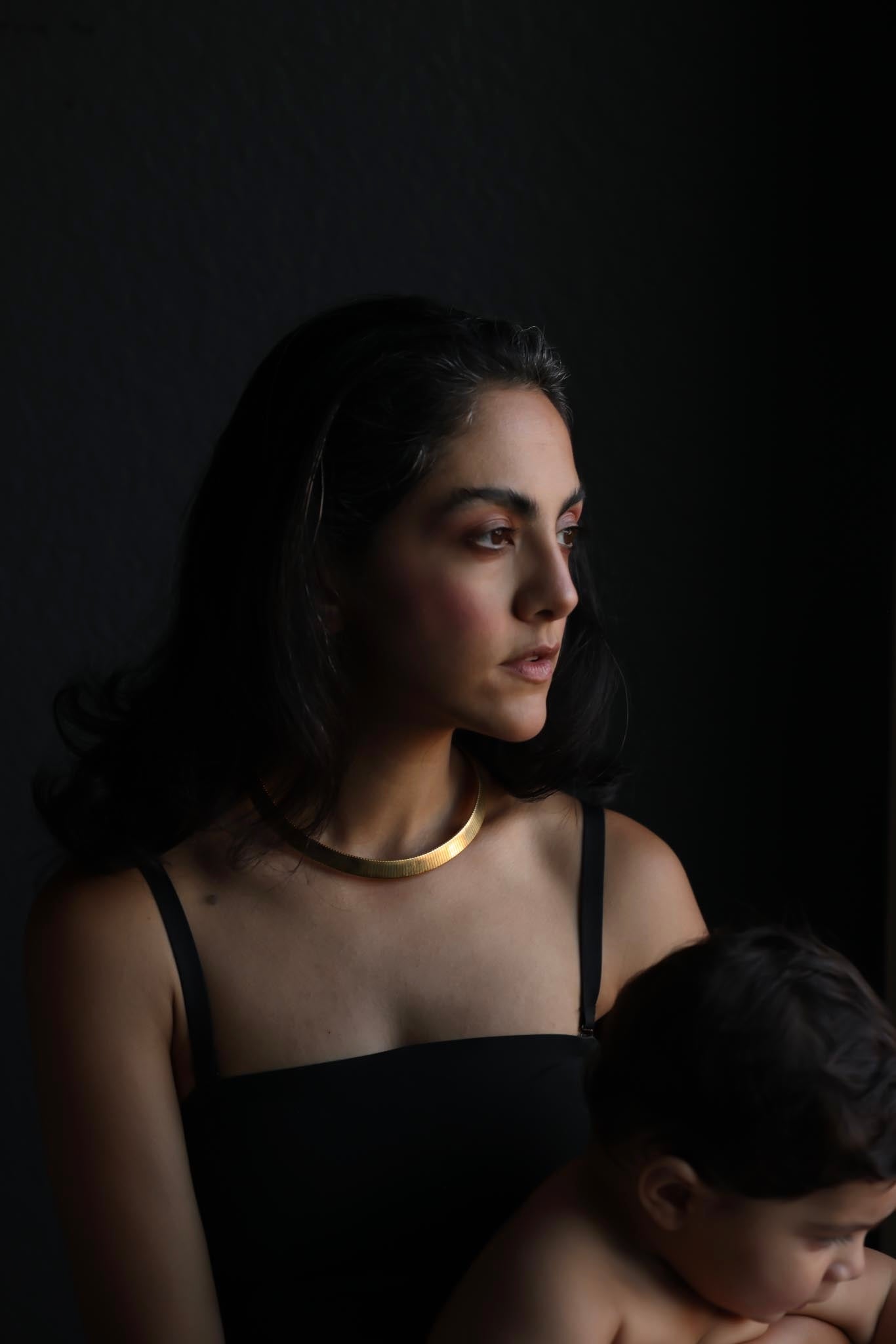 Matte Gold Herringbone Necklace