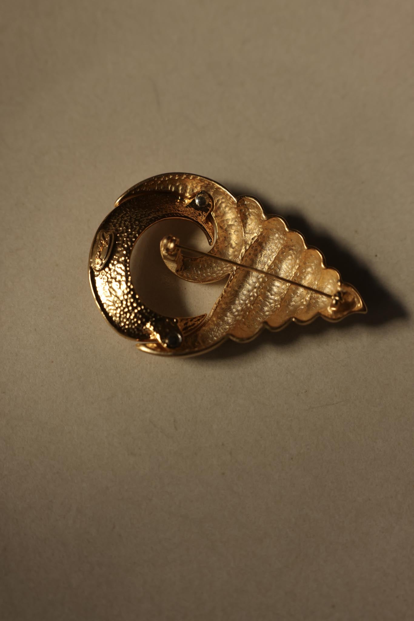 Gold-Tone Spiral Shell Brooch
