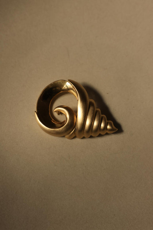 Gold-Tone Spiral Shell Brooch