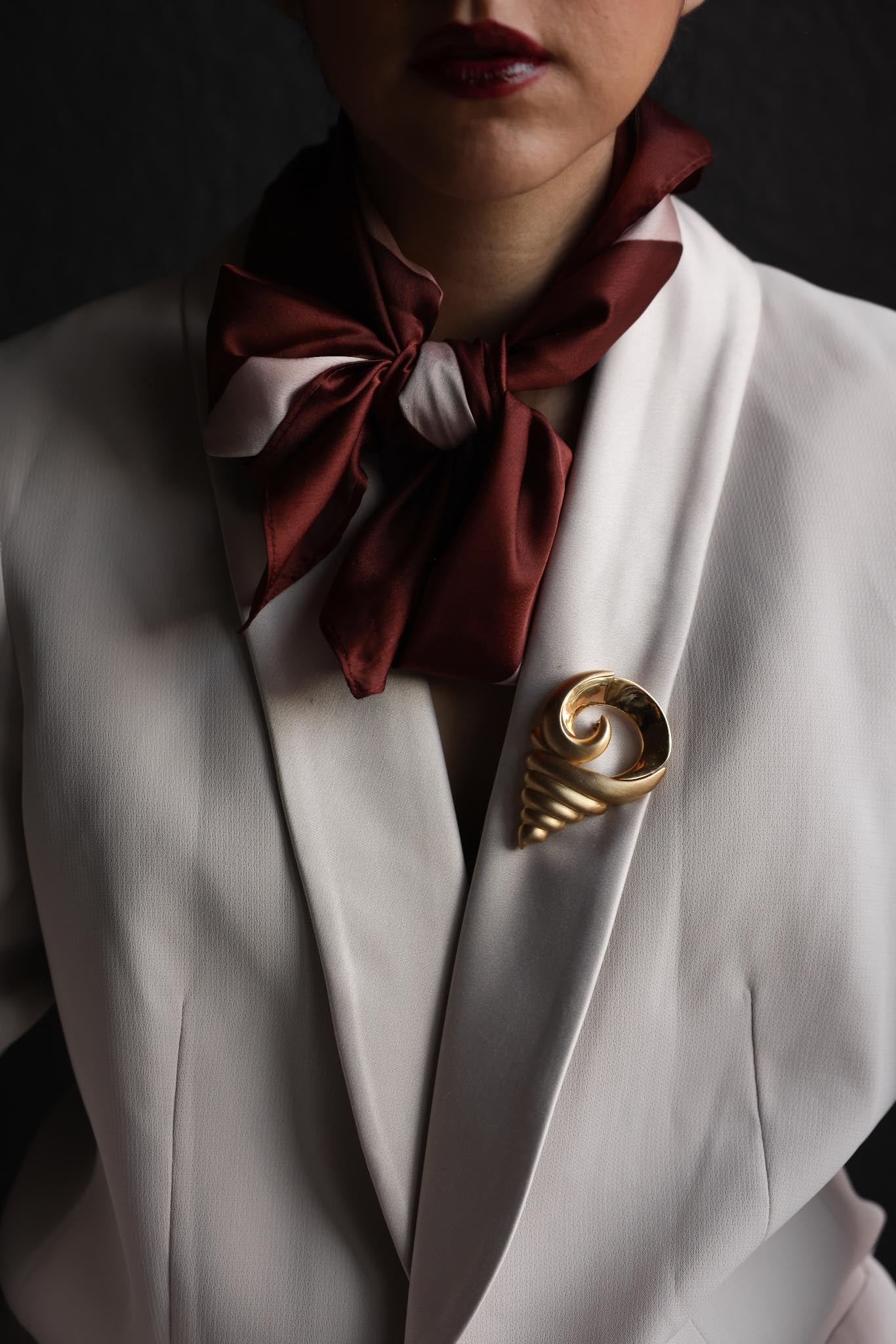 Gold-Tone Spiral Shell Brooch